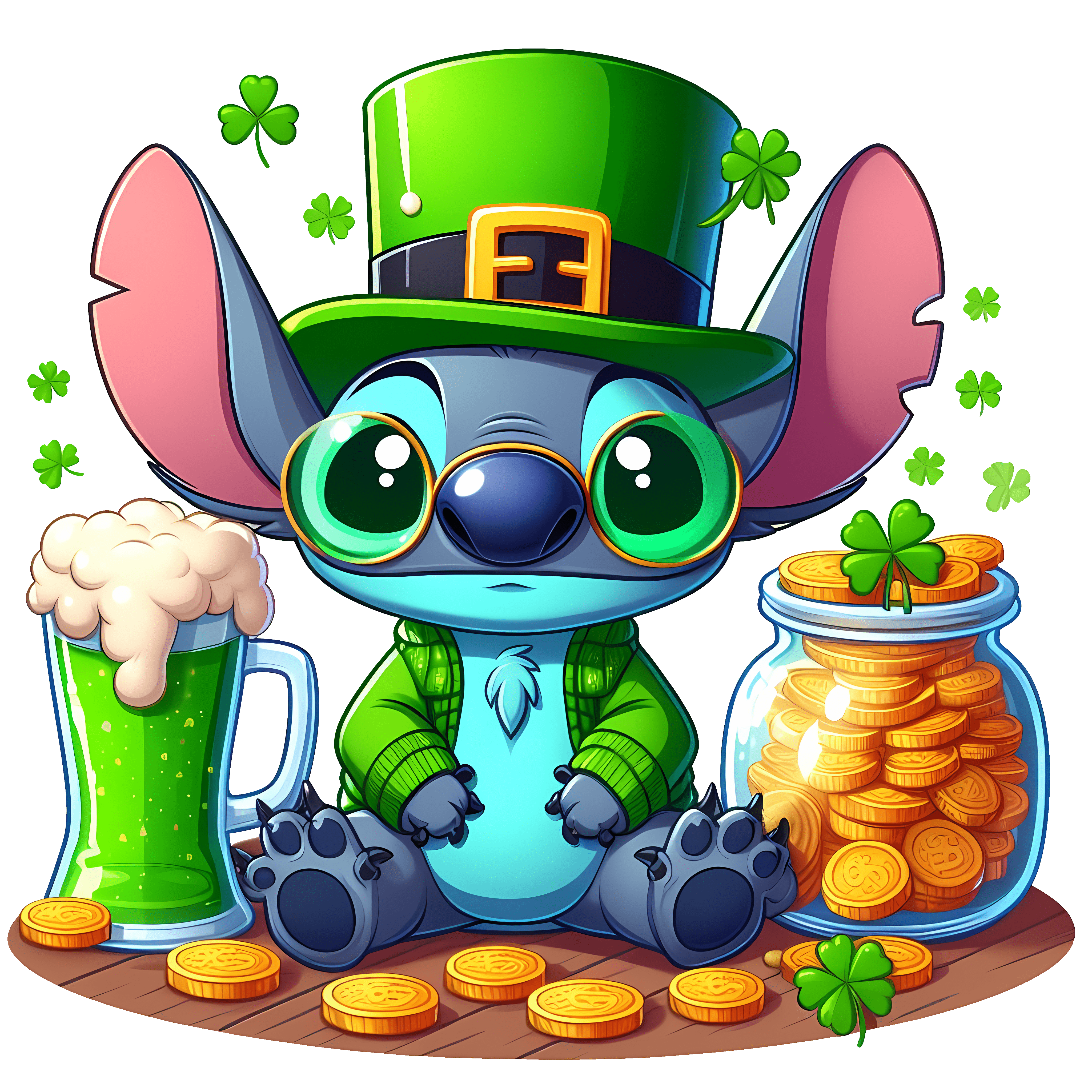 Disney Lilo Stitch Saint Pattys Day Beer Lover | DTF Jersey