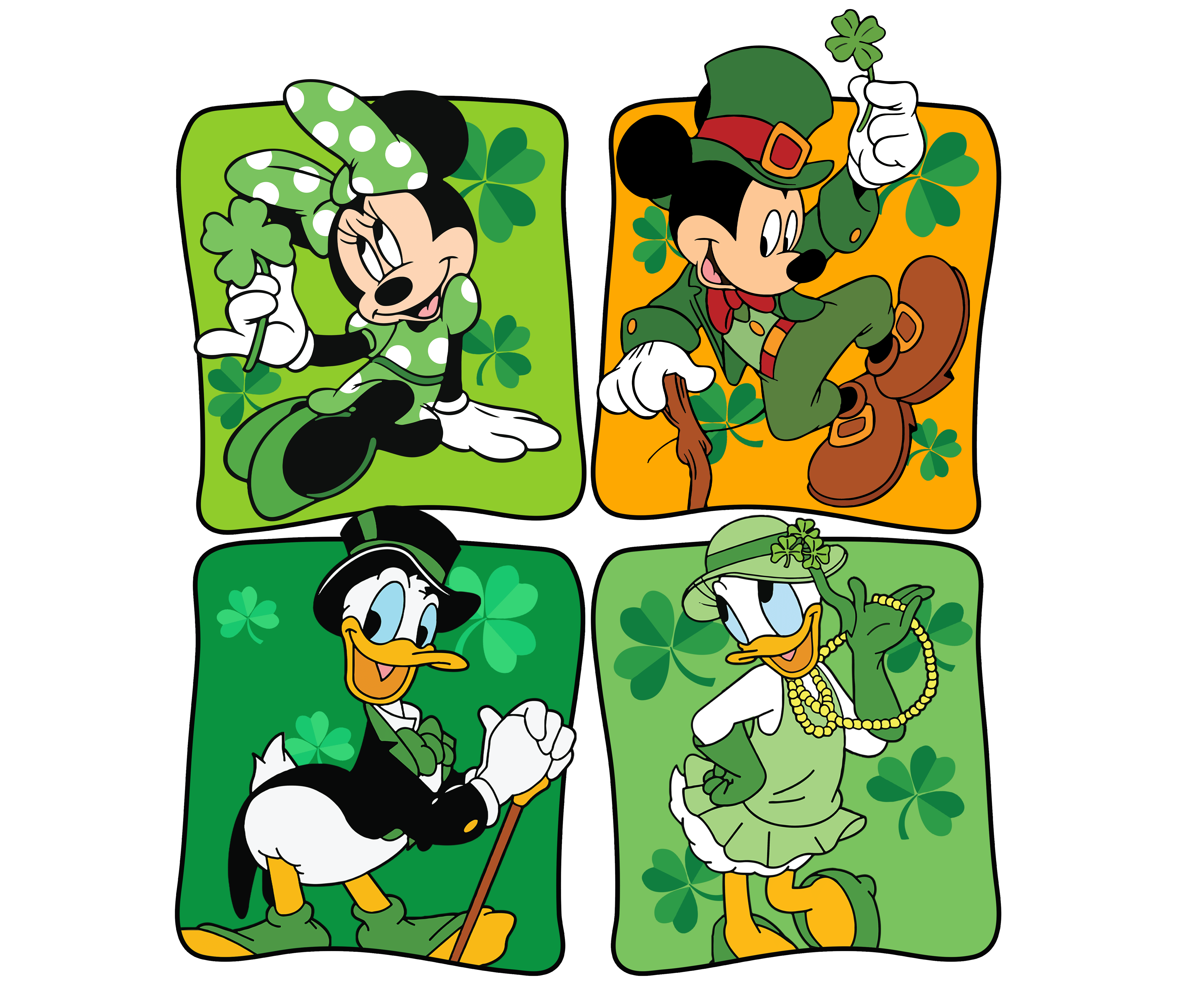 Mickey Minnie Daisy Donald St. Patrick's Design | DTF Jersey