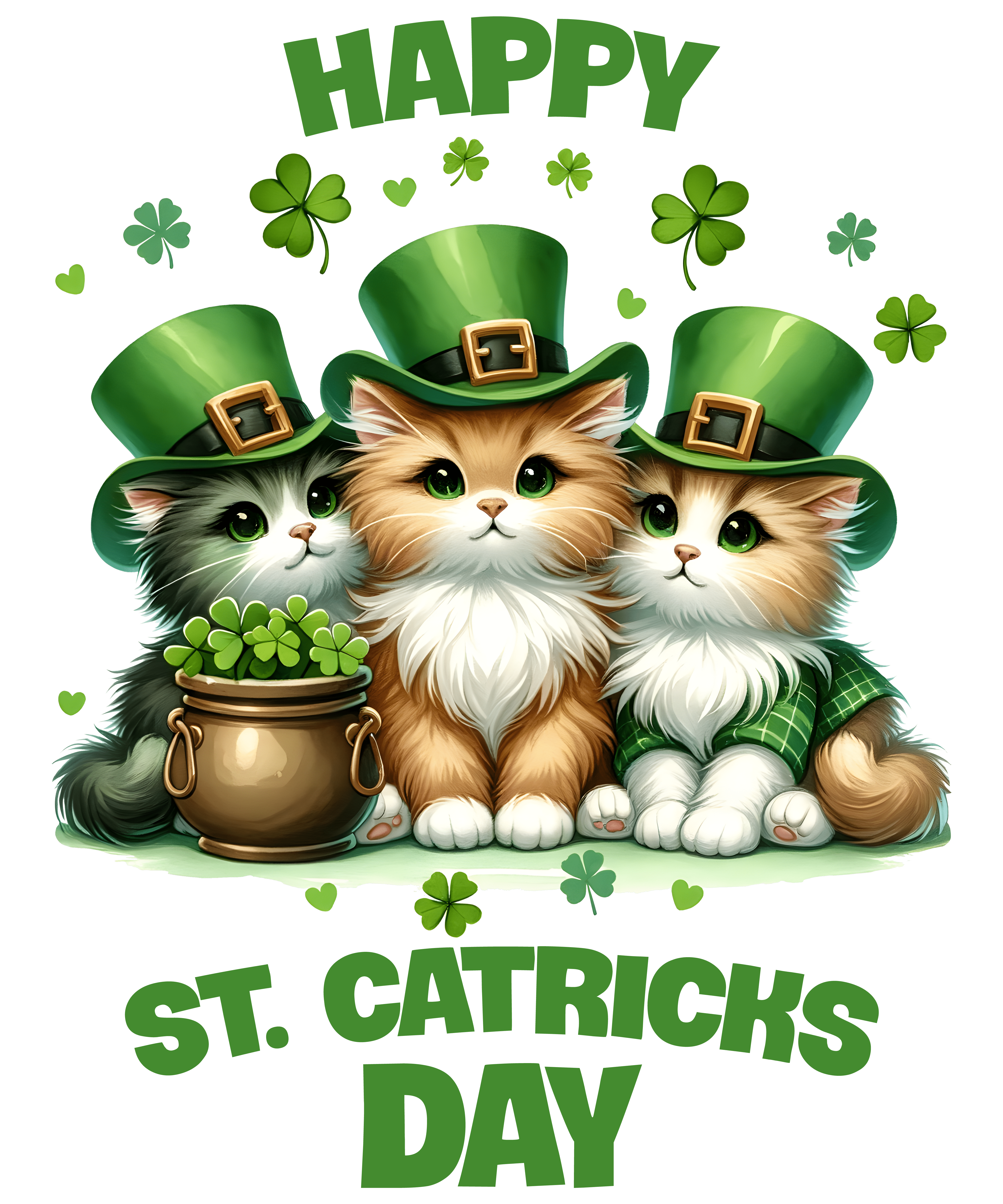 Happy St Patrick's Day Funny Cat Design | DTF Jersey