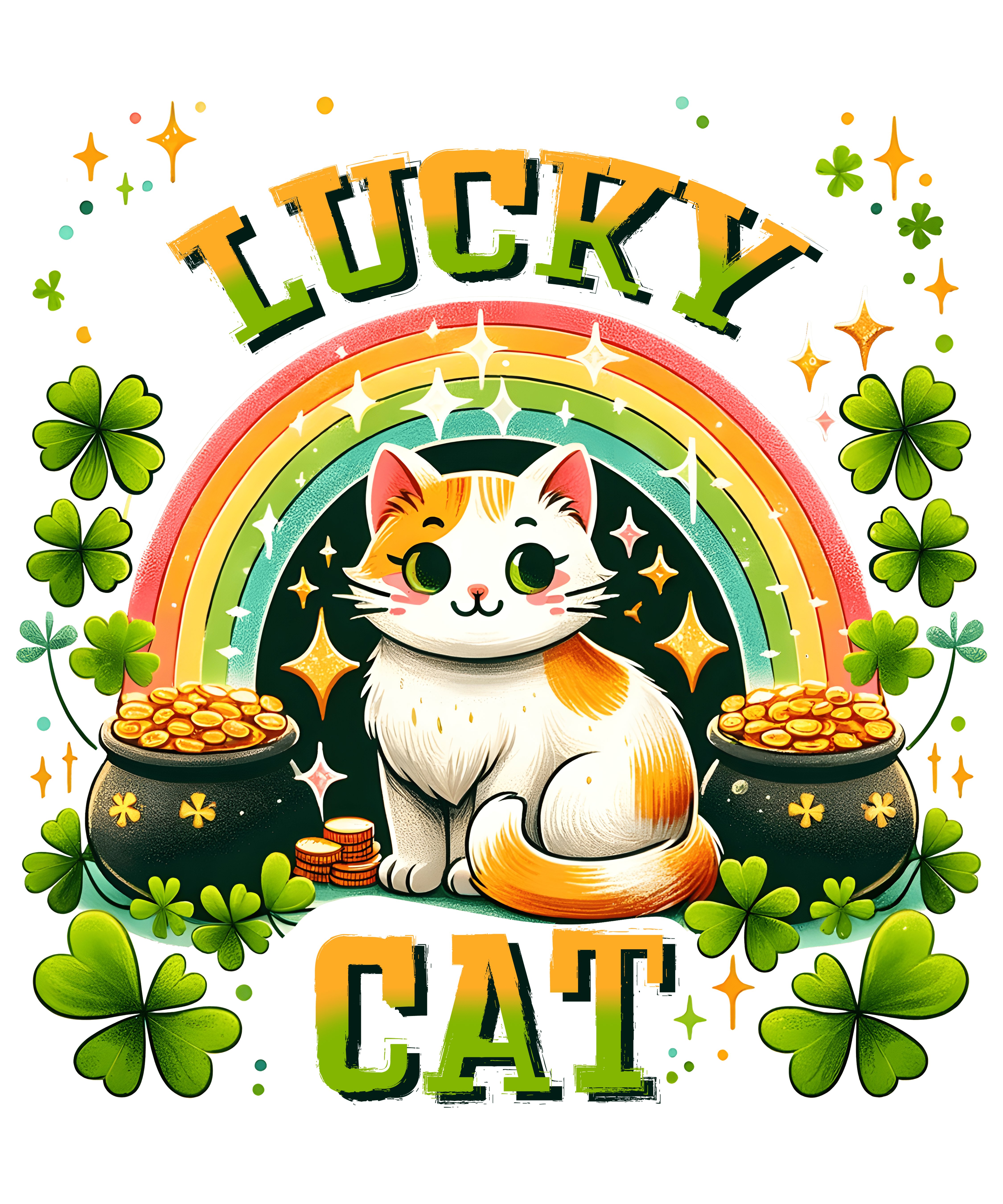 Cute Lucky Cat St. Patrick's Day Design | DTF Jersey