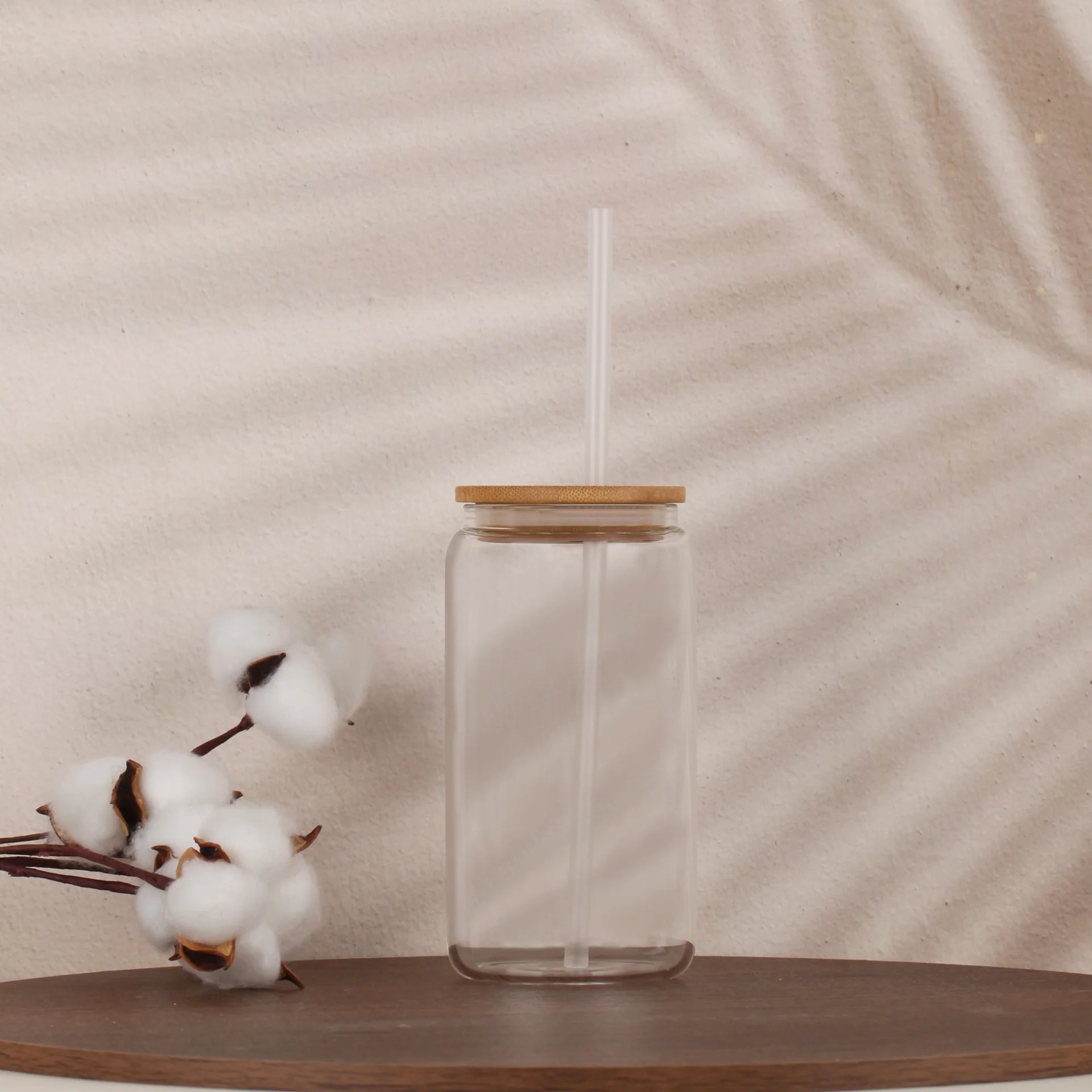 Premium Glass Tumbler 16 oz with Bamboo Lid