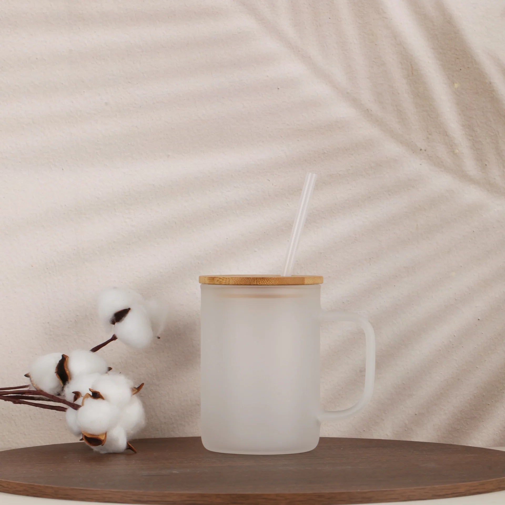 Premium Glass Mug 16 oz with Bamboo Lid