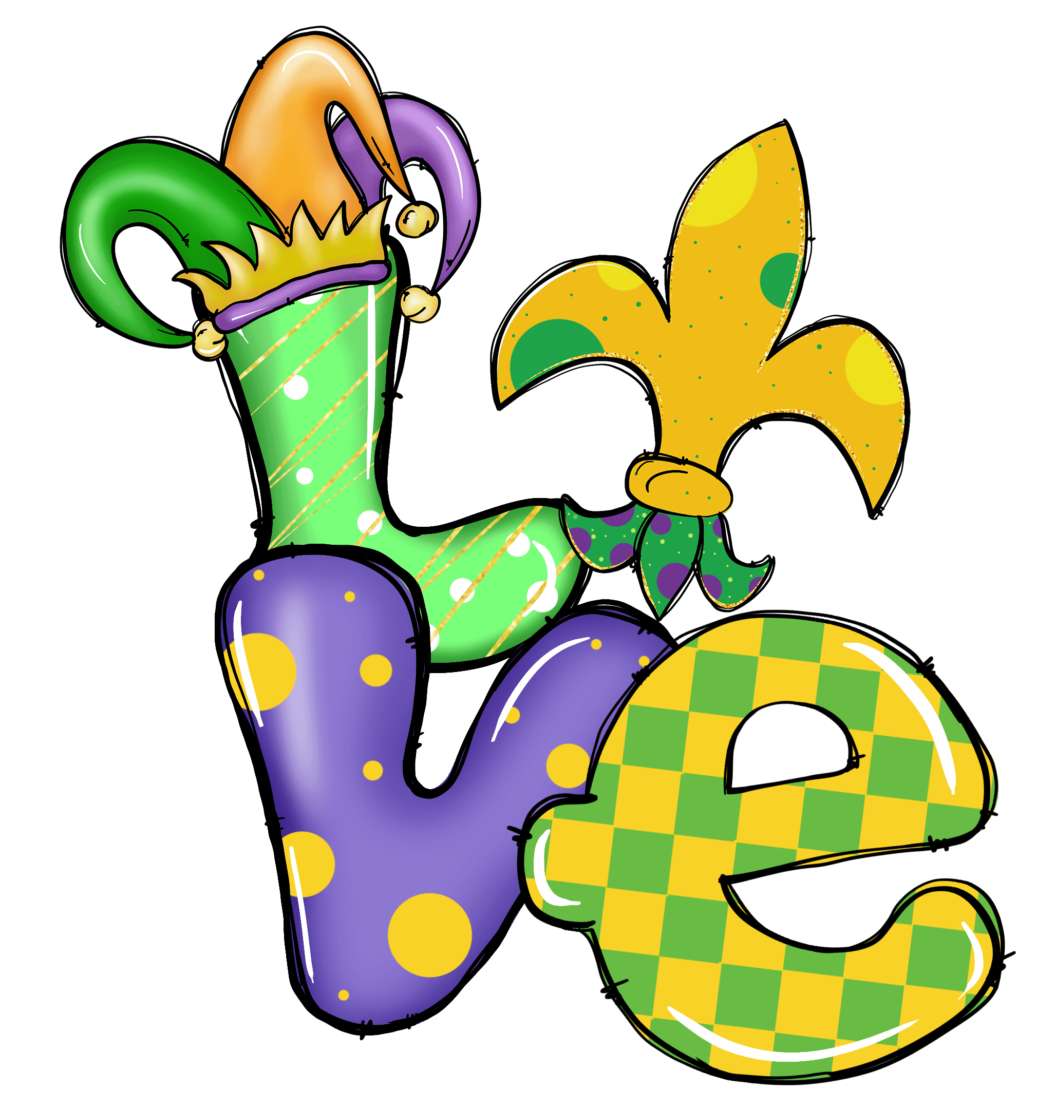 Mardi Gras Love DTF Design - Ready to Press | DTF Jersey
