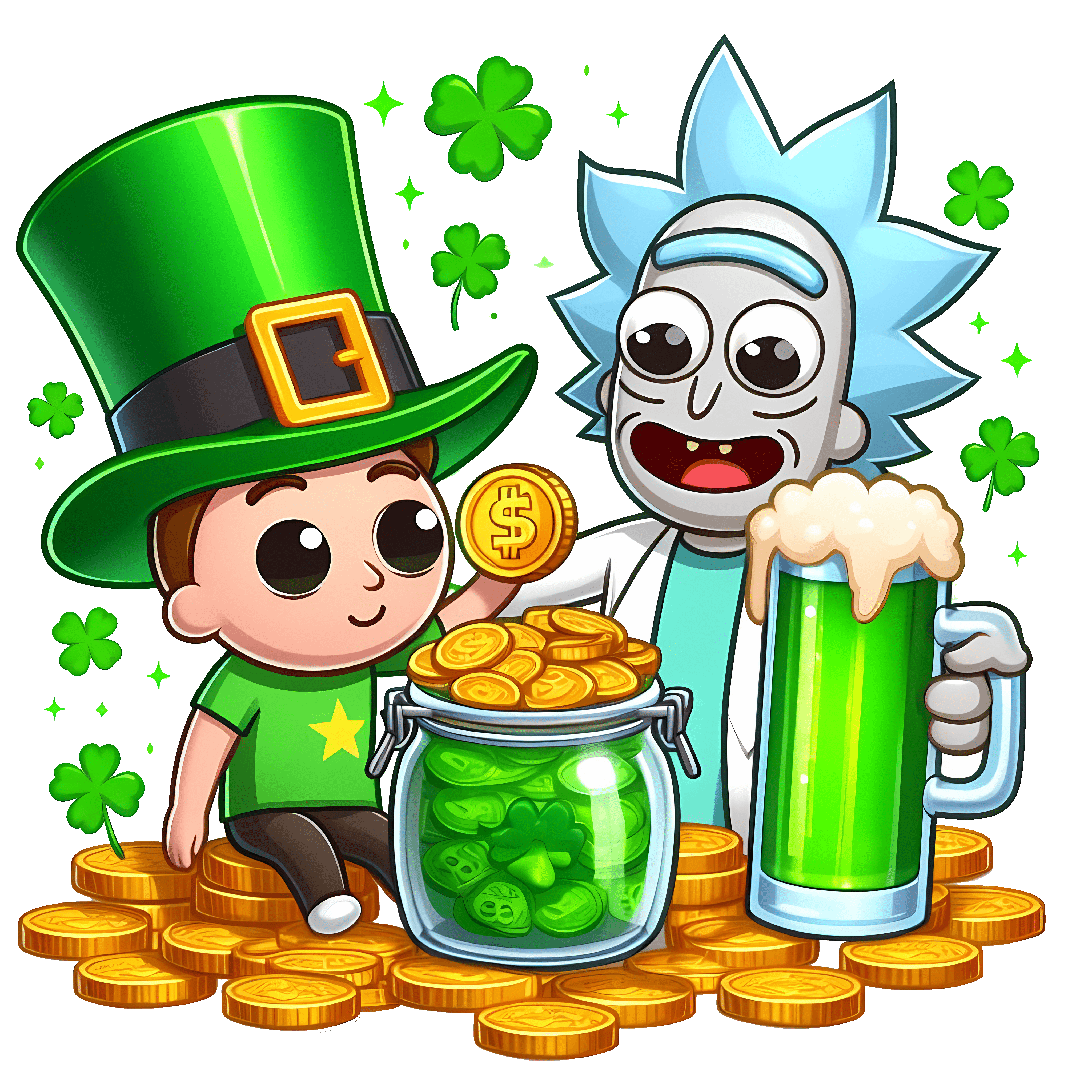 Rick and Morty - Saint Patrick's Day Design | DTF Jersey