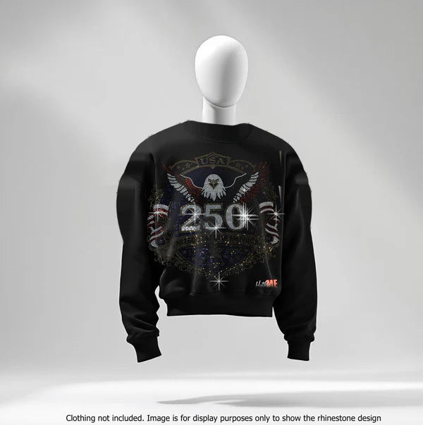Liberty Eagle 250 Anniversary Rhinestone Hot Fix Transfer | Style ME6005