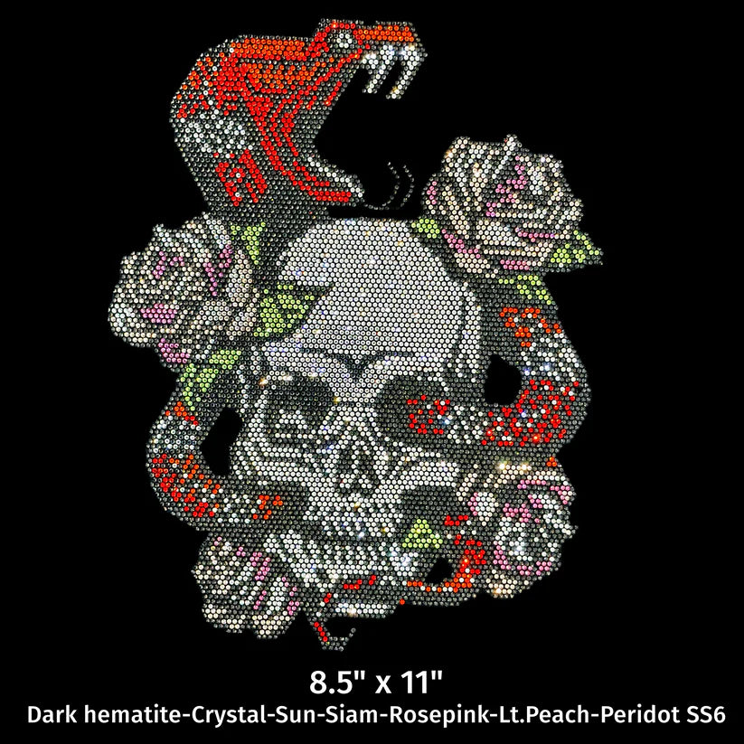 Skull Serpent Rhinestone Hot Fix Transfer | Style 24004