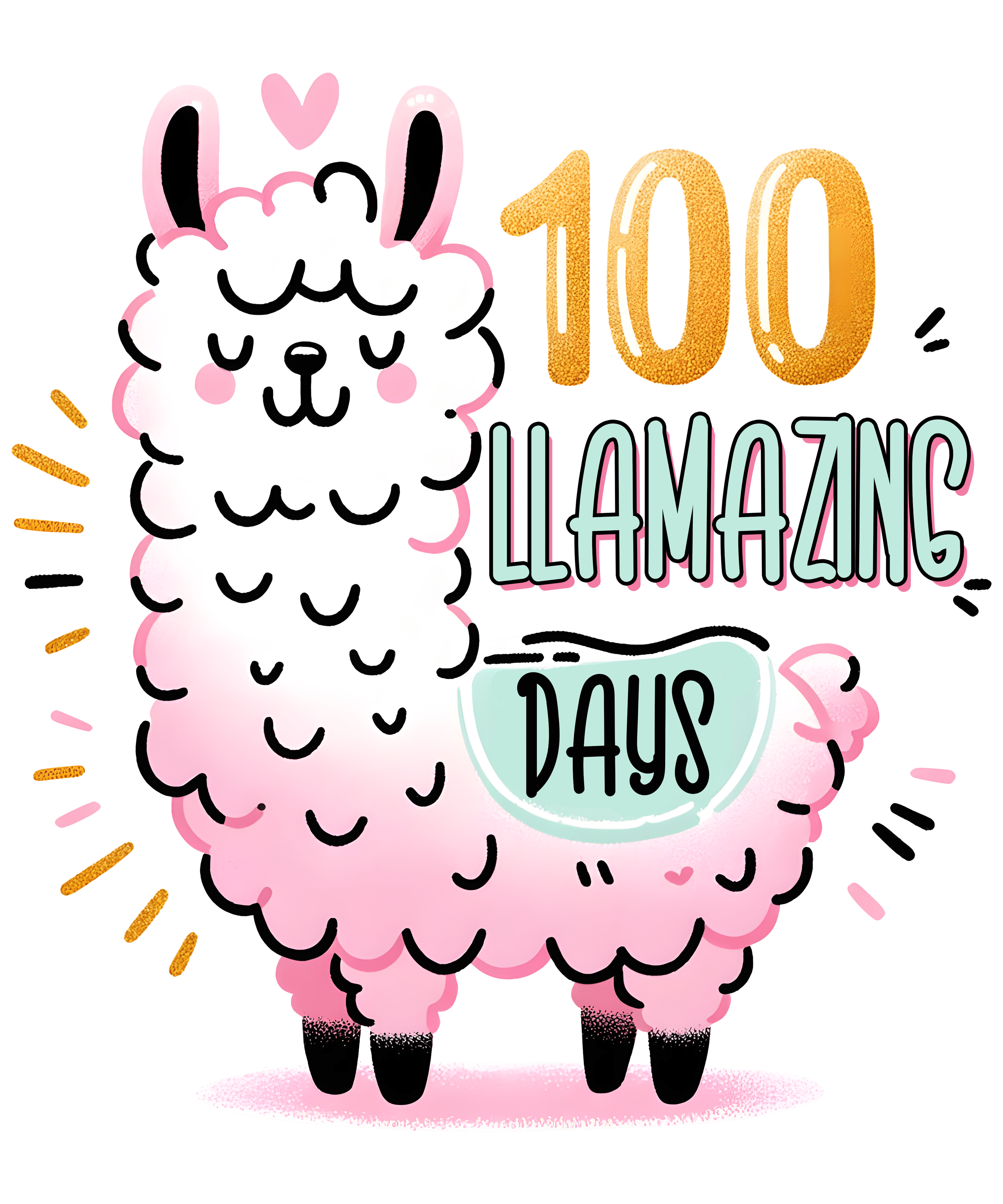 100 Llamazing Days of School Llama | DTF Ready To Press Designs