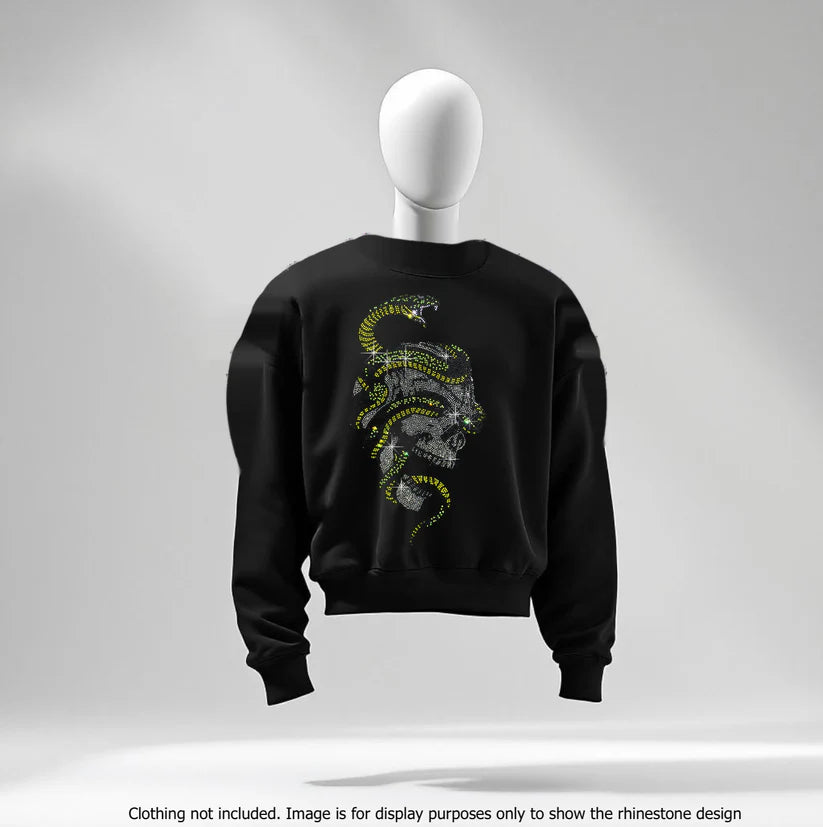 Snake and Skull Rhinestone Hot Fix Transfer | Style 24007