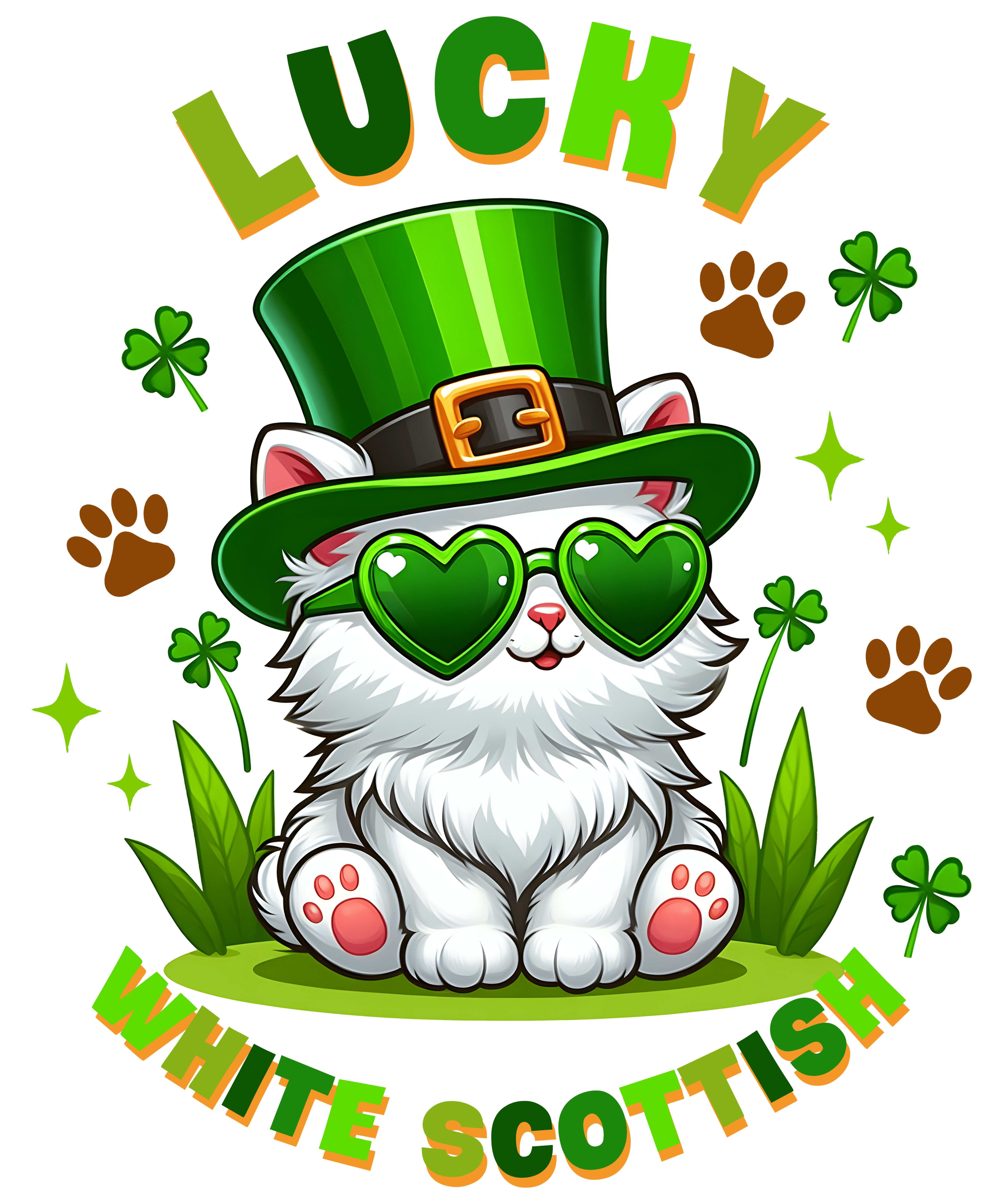 Cute Scottish Cat Saint Patrick's Day Design | DTF Jersey