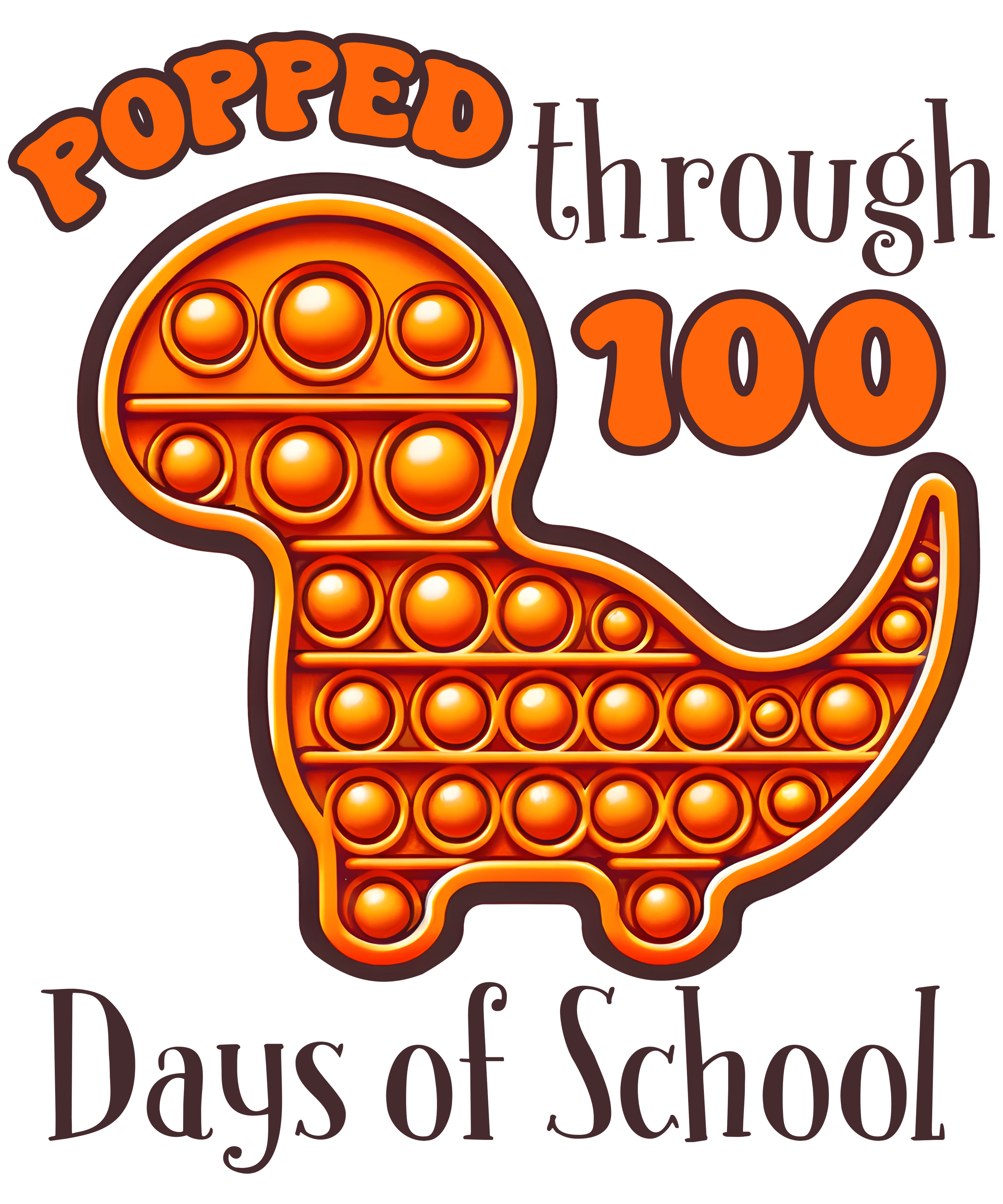 Popped Through 100 Days of School Dino | DTF Ready To Press Designs