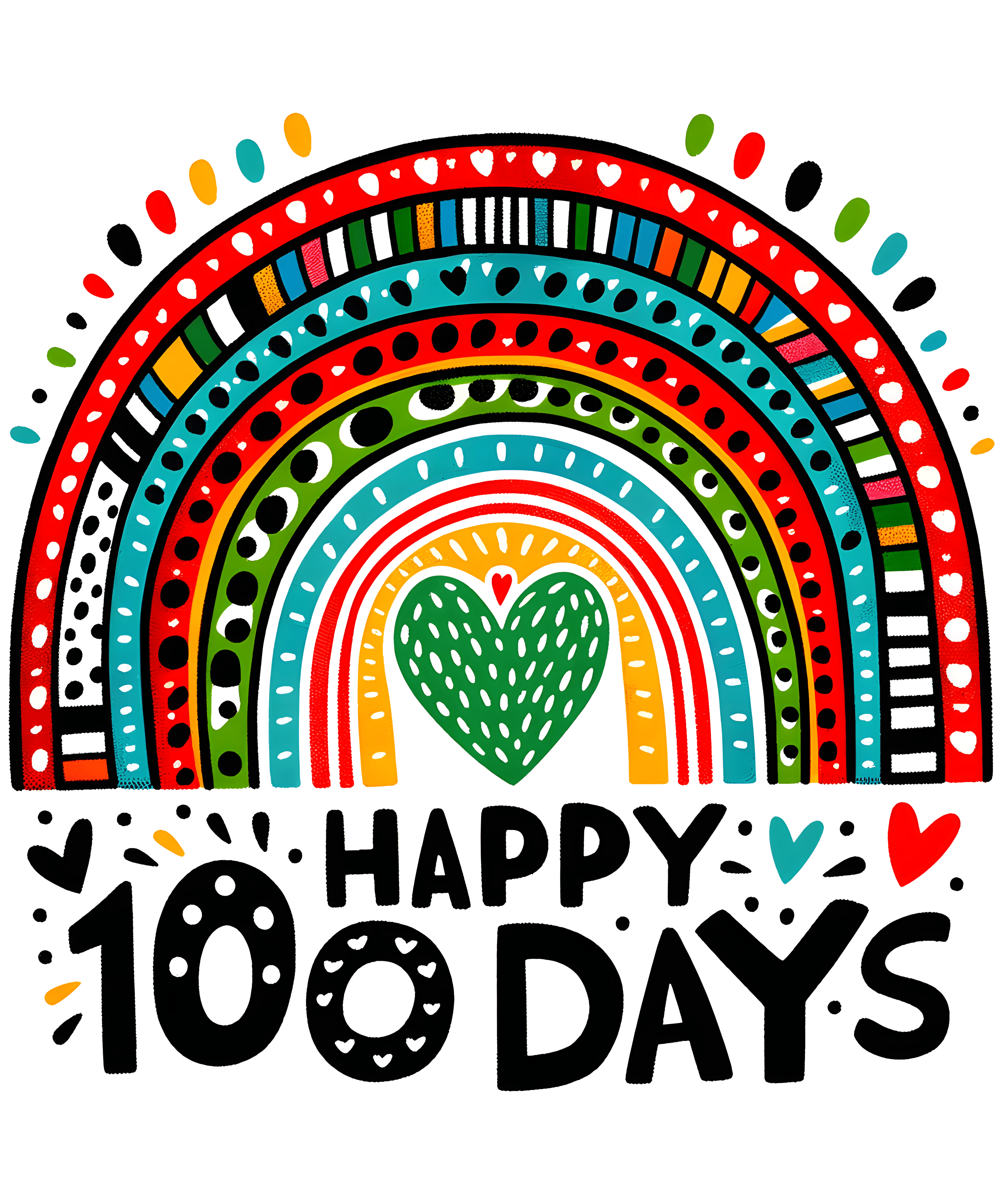 Happy 100 Days School Rainbow Design | DTF Ready To Press Designs