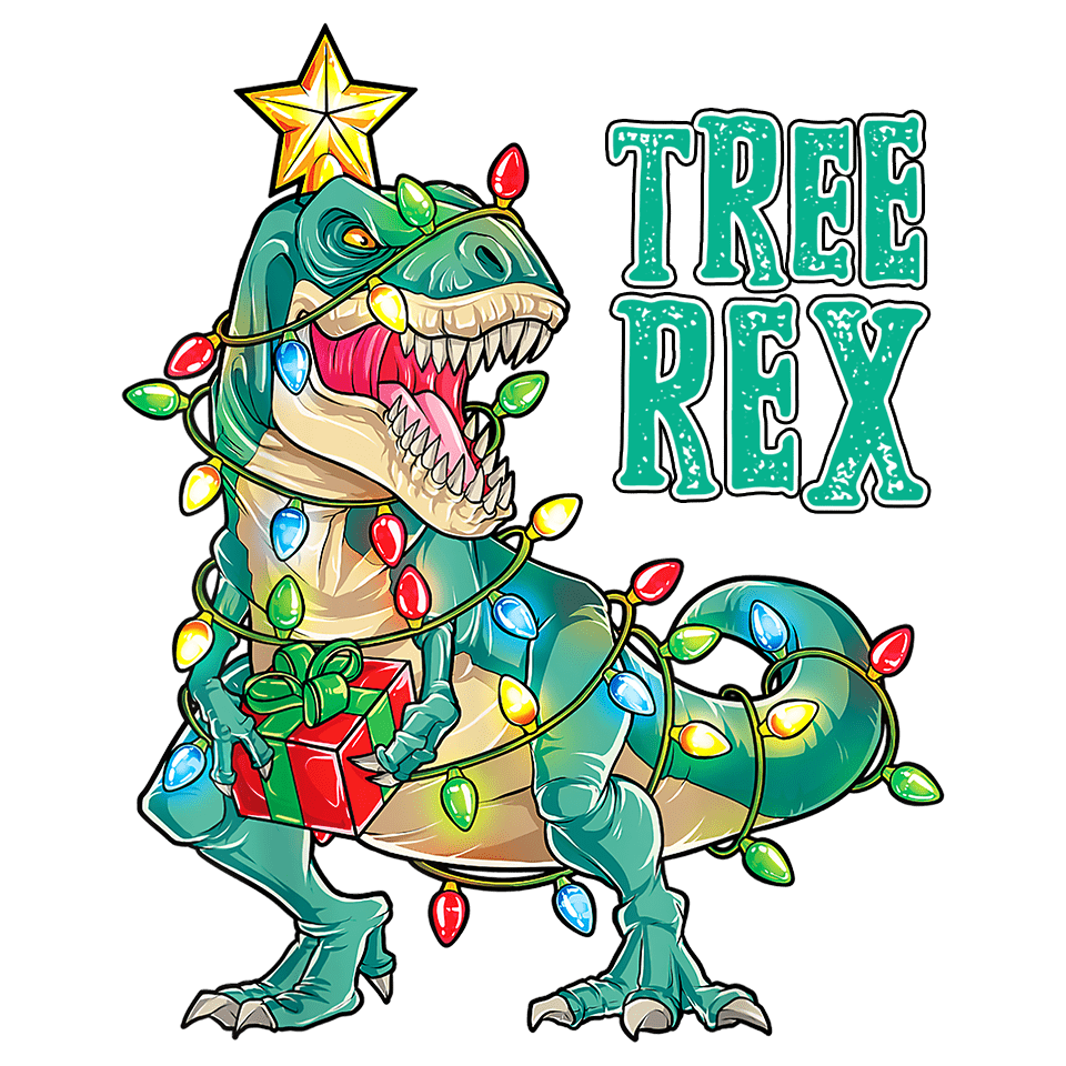 Christmas T-rex Design - DTF Ready To Press