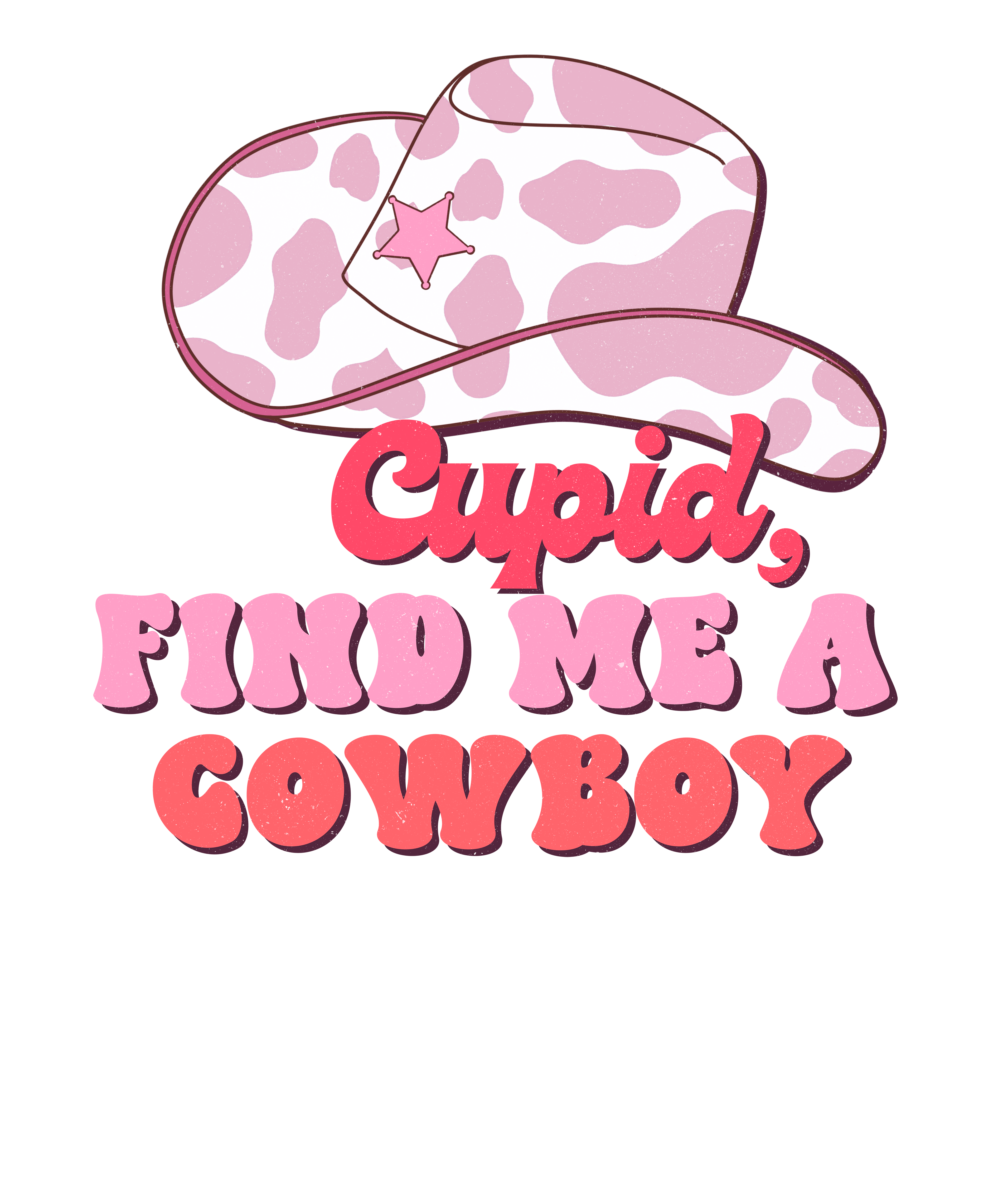 Cupid Find Me A Cowboy Valentine's Design - DTF Ready To Press