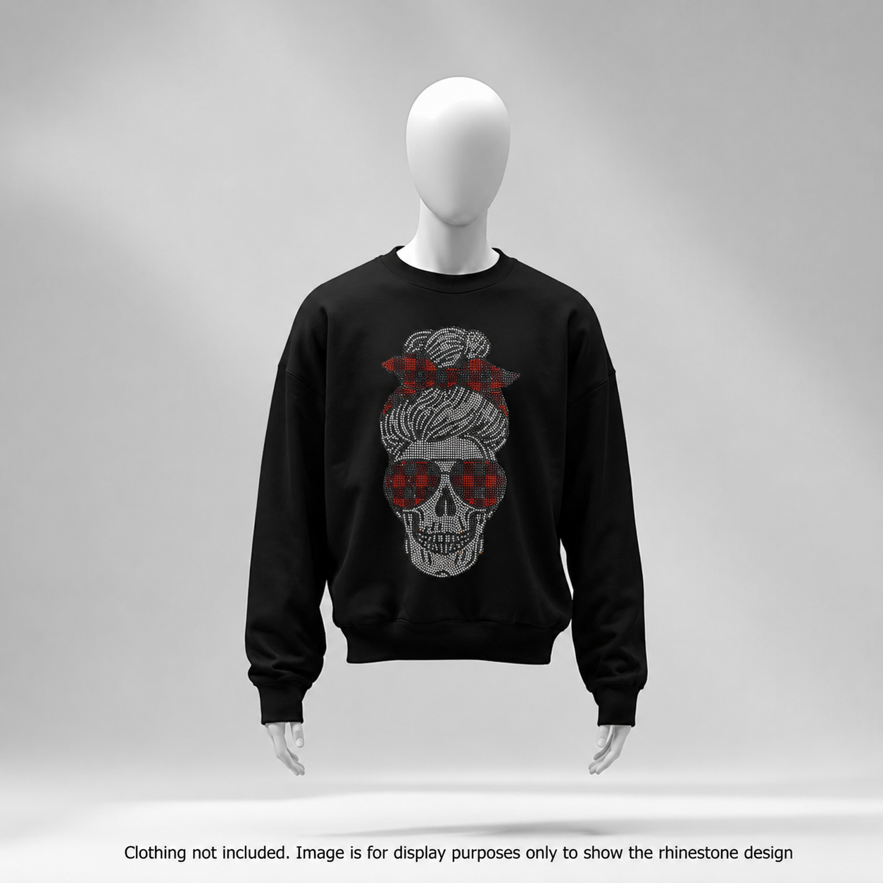 Plaid Punk Skull Rhinestone Hot Fix Transfer | Style 24006