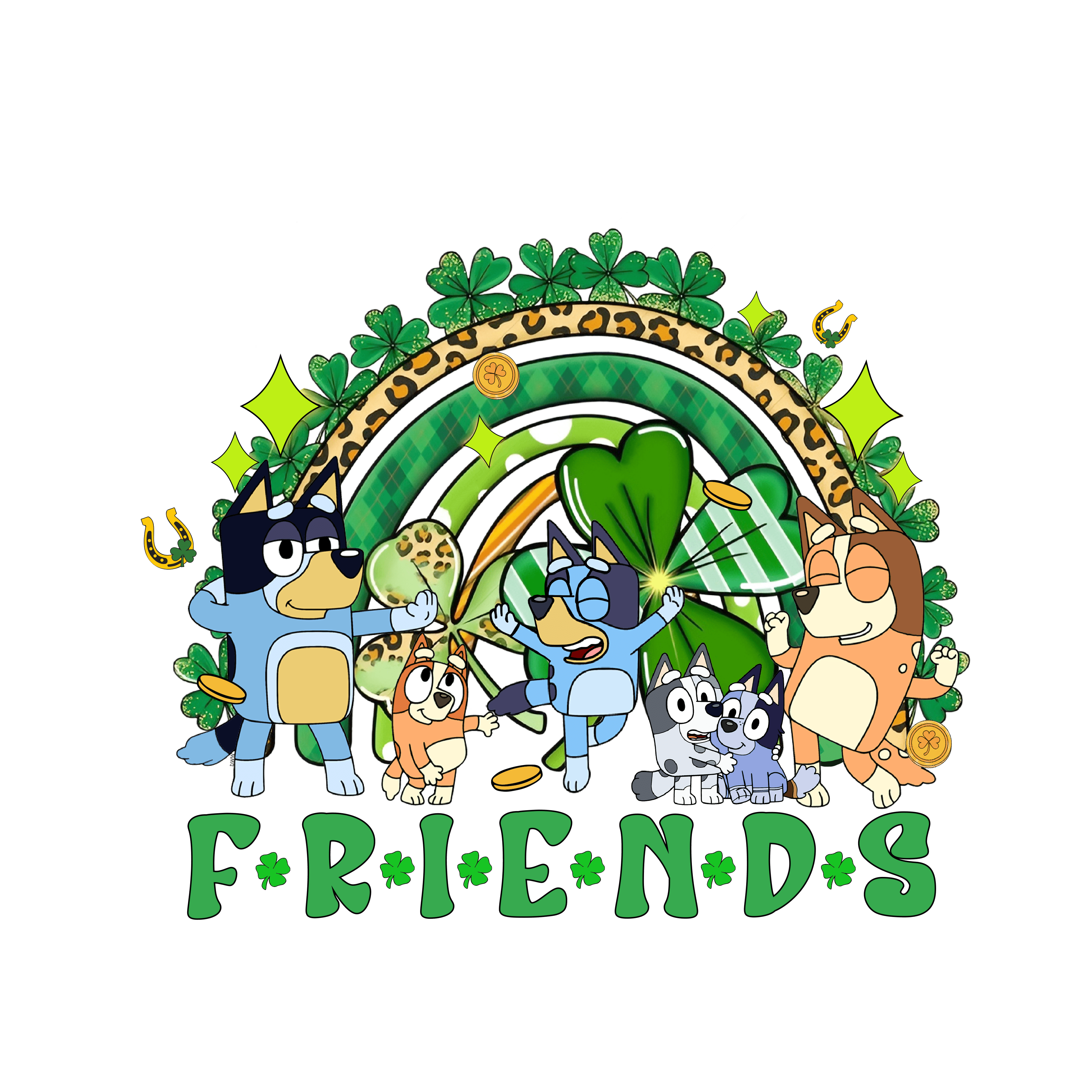 Bluey Friend Patricks Day Irish - DTF Ready To Press