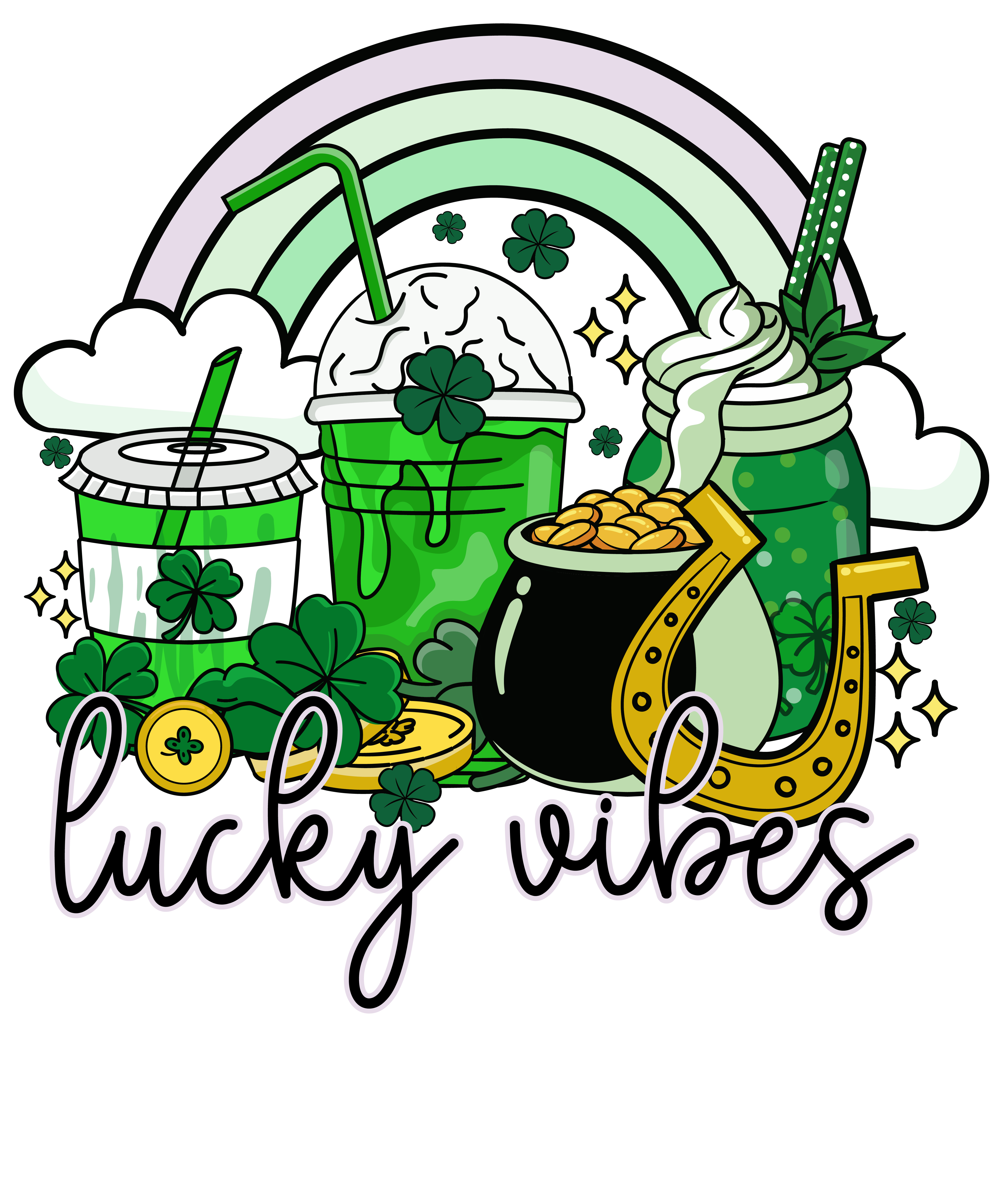 Lucky Vibes - Saint Patrick's Rainbow Design | DTF Jersey