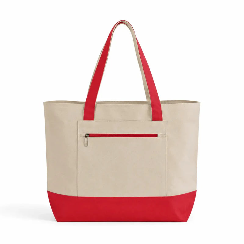 Canvas Tote Bag with Zipper & Front Pocket - TG213 | Custom Print Ready Utility Tote