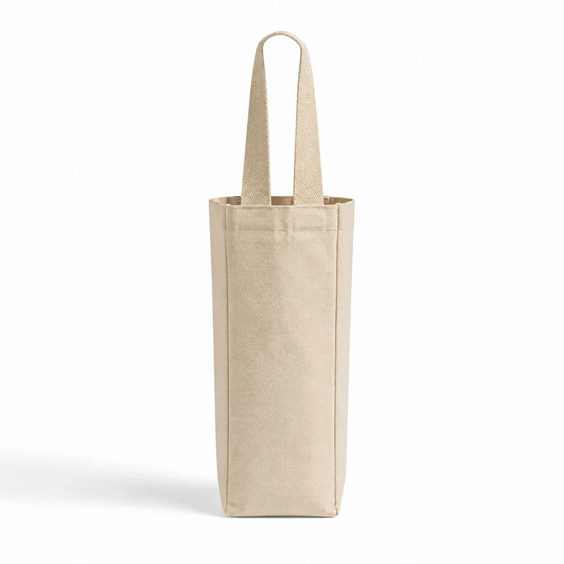 Canvas Single Wine Tote Bag - WB20 | Reusable Cotton Wine Bottle Carrier for Custom Printing