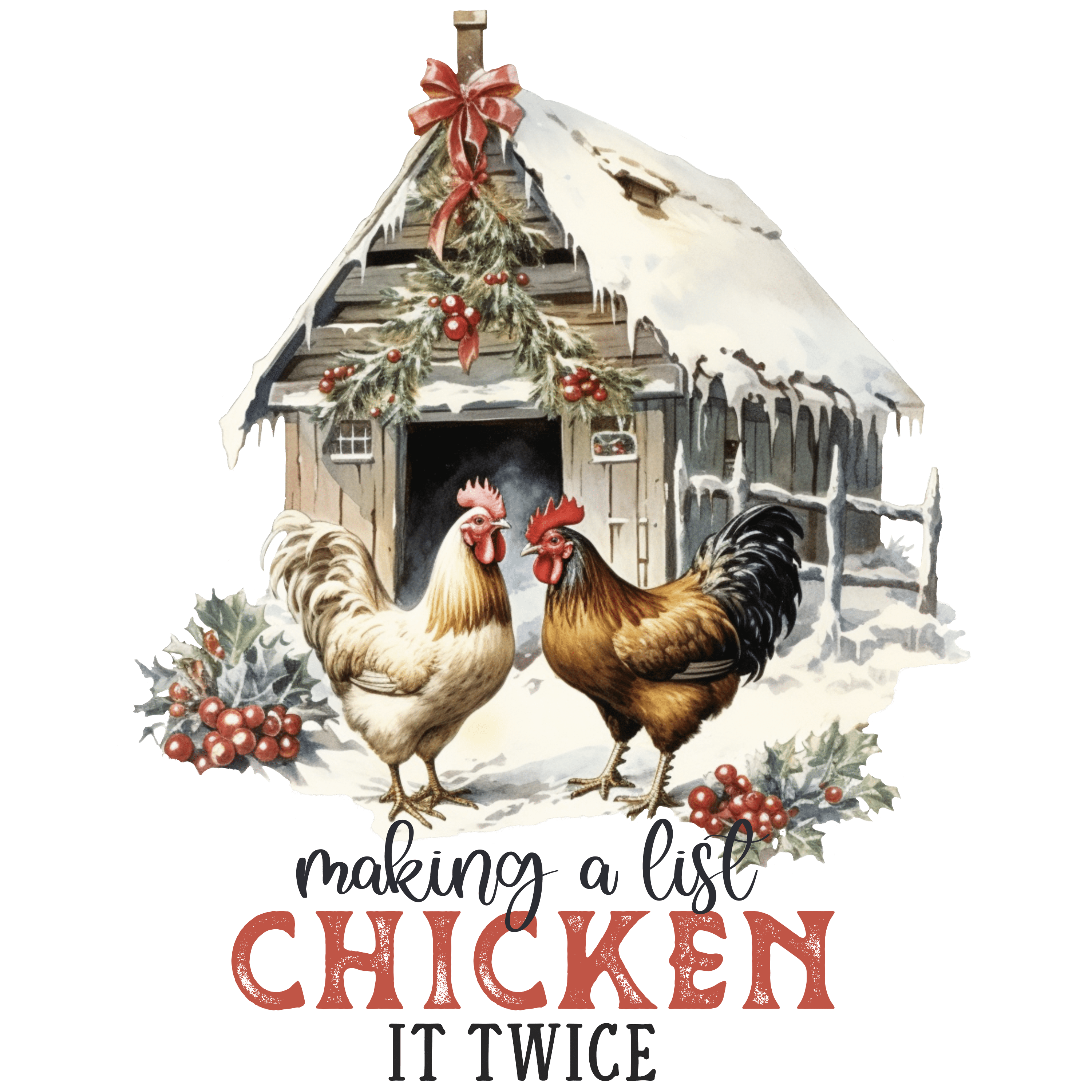 Making a List Chicken It Twice Christmas Design | DTF Jersey