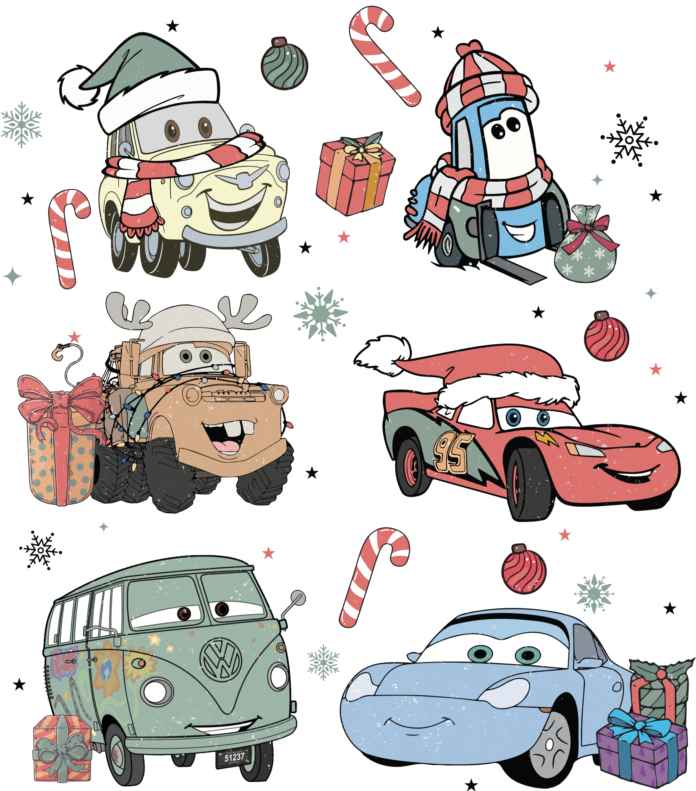 Christmas Cars Design - DTF Ready To Press