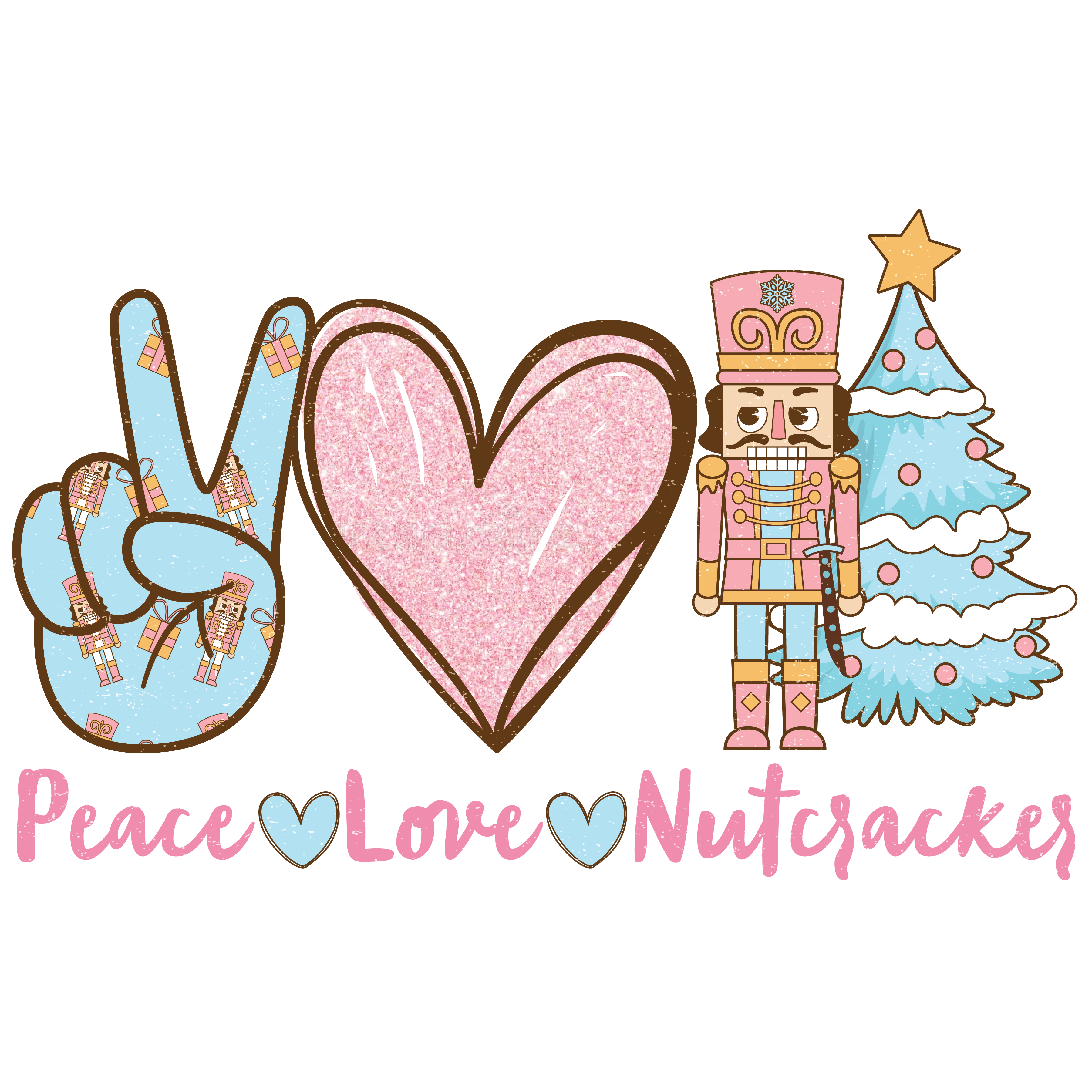 Peace Love Nutcracker Christmas Design - DTF Ready To Press