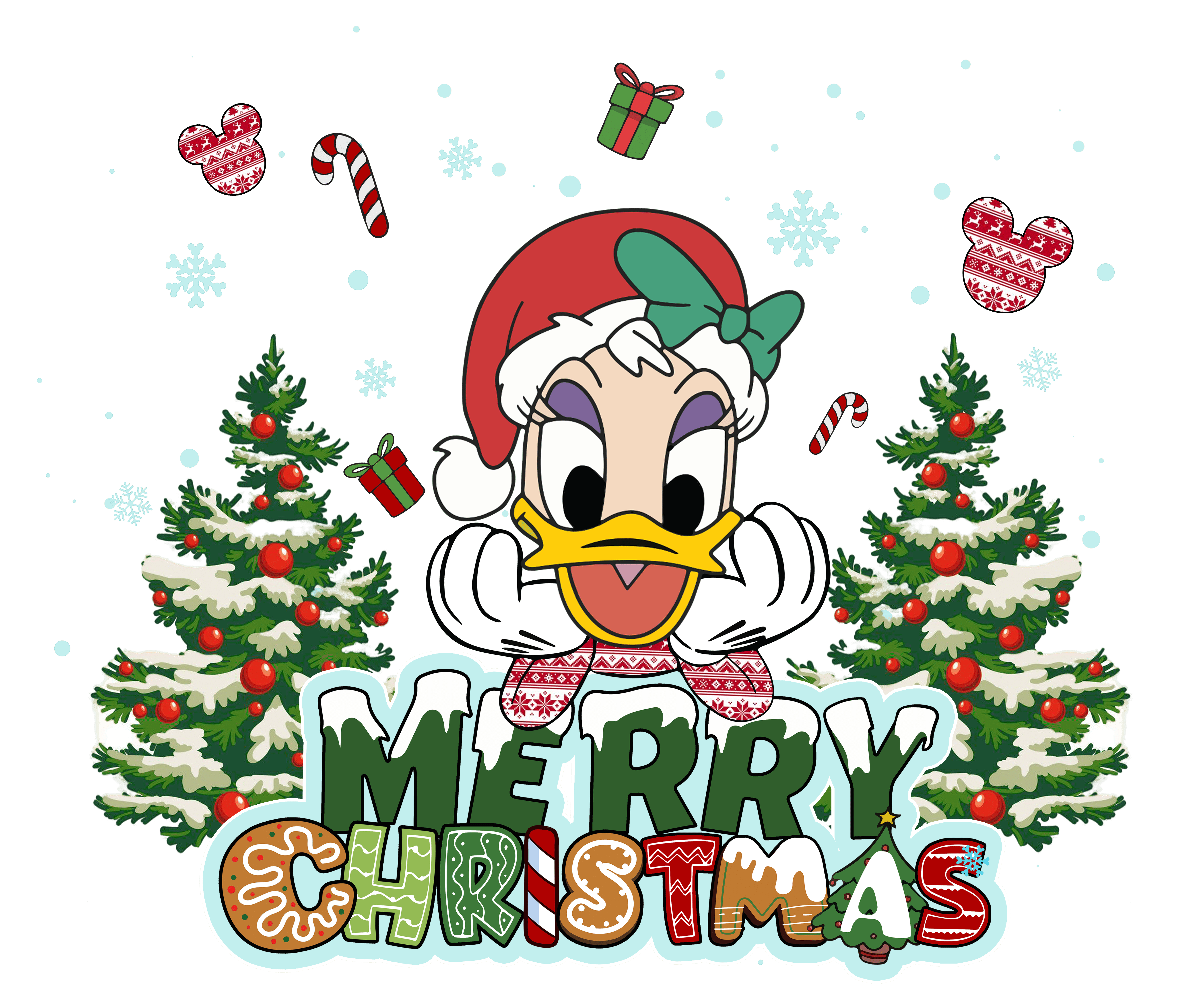 Daisy Duck Christmas Tree Design - DTF Ready To Press