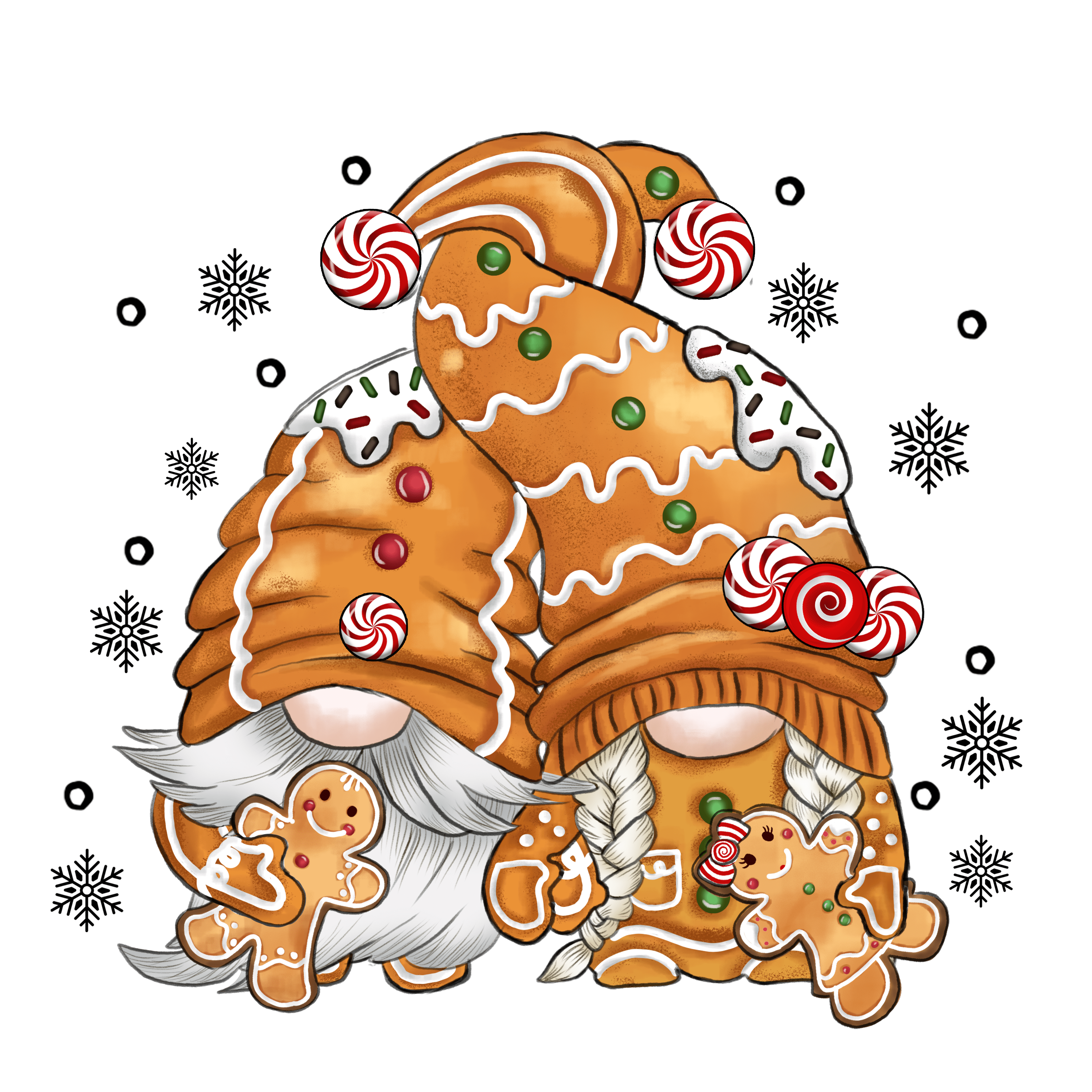 Santa, Elf, and Gingerbread Christmas Design | DTF Jersey