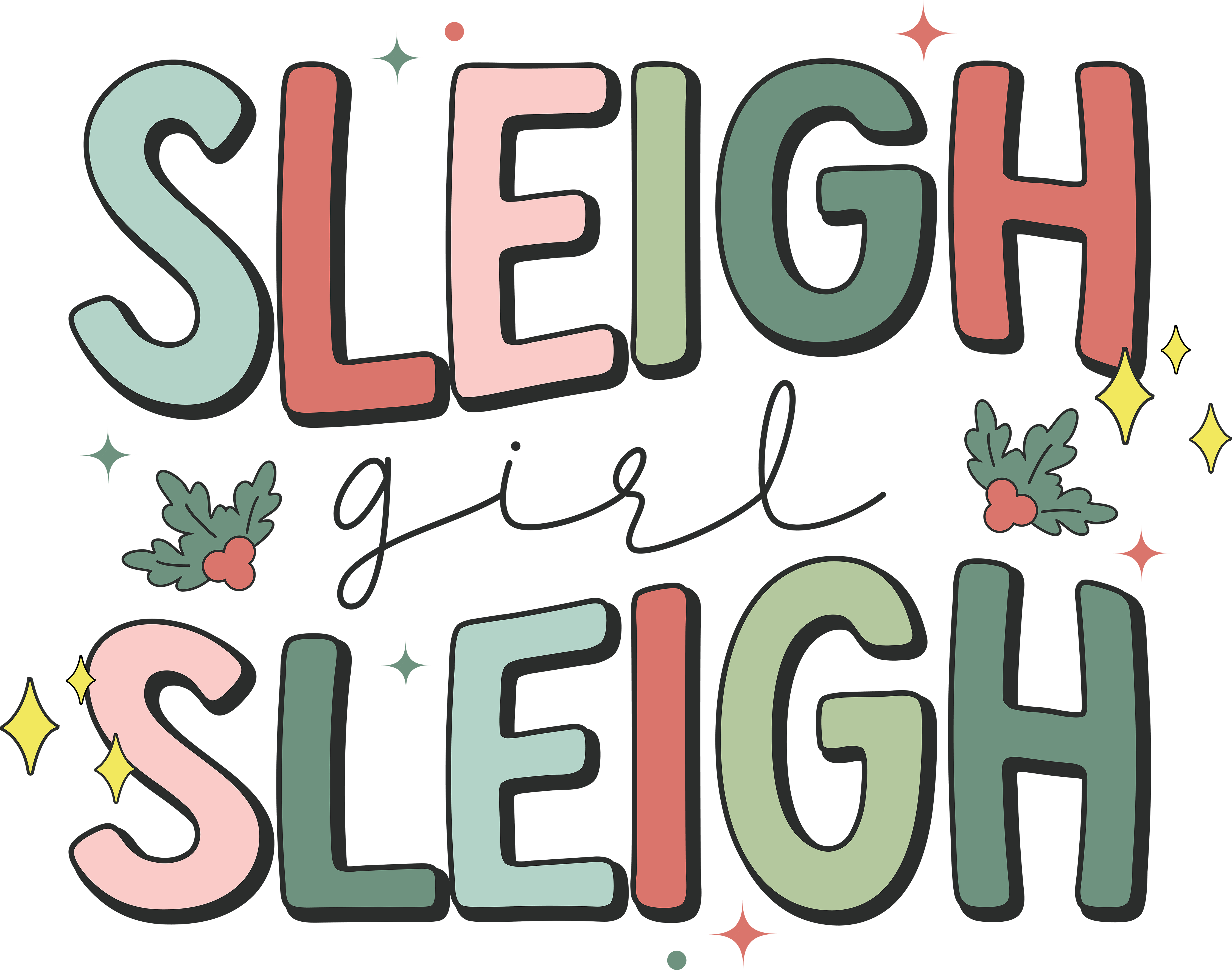 Sleigh Girl Christmas Design - DTF Ready To Press