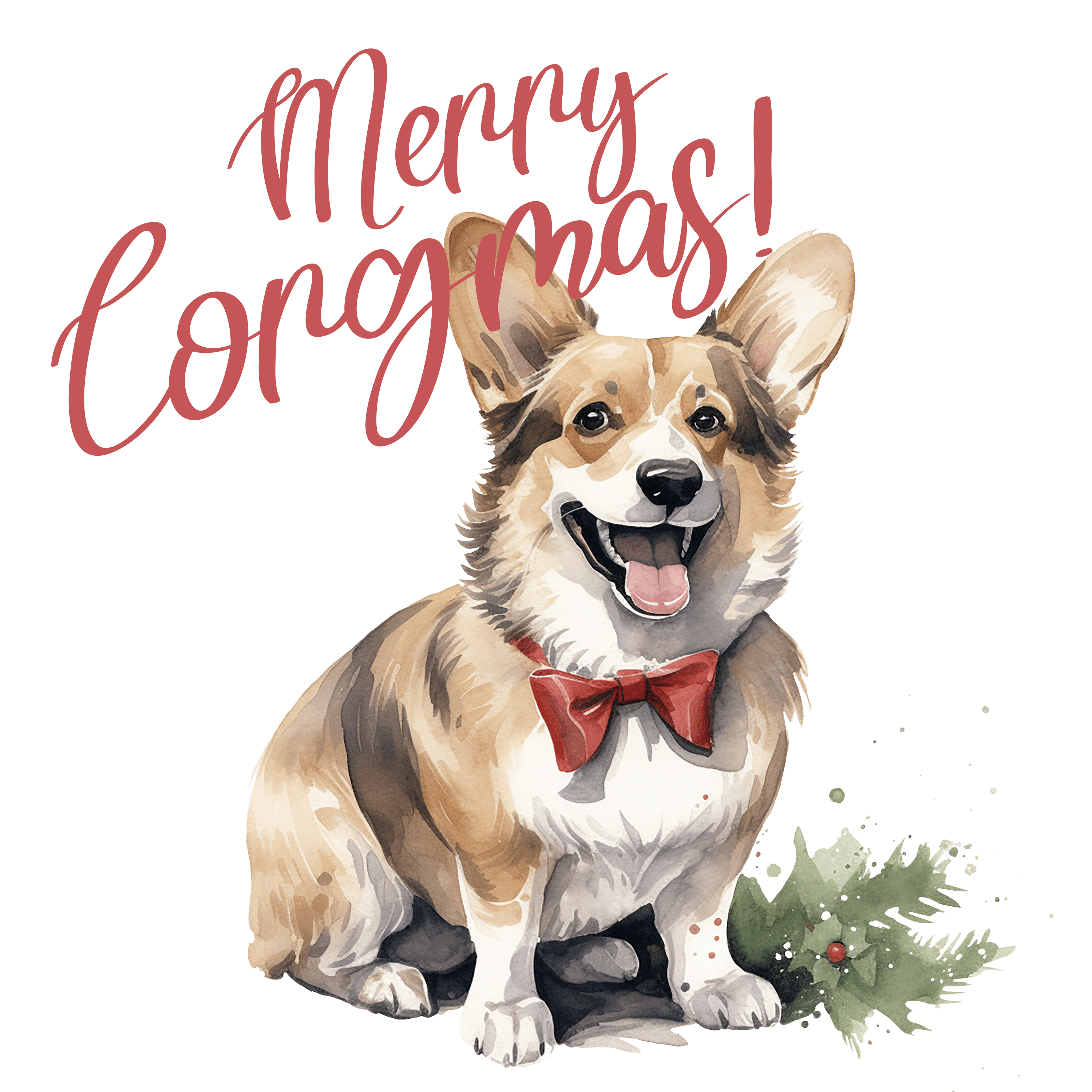 Merry Christmas Corgi Design - DTF Ready To Press