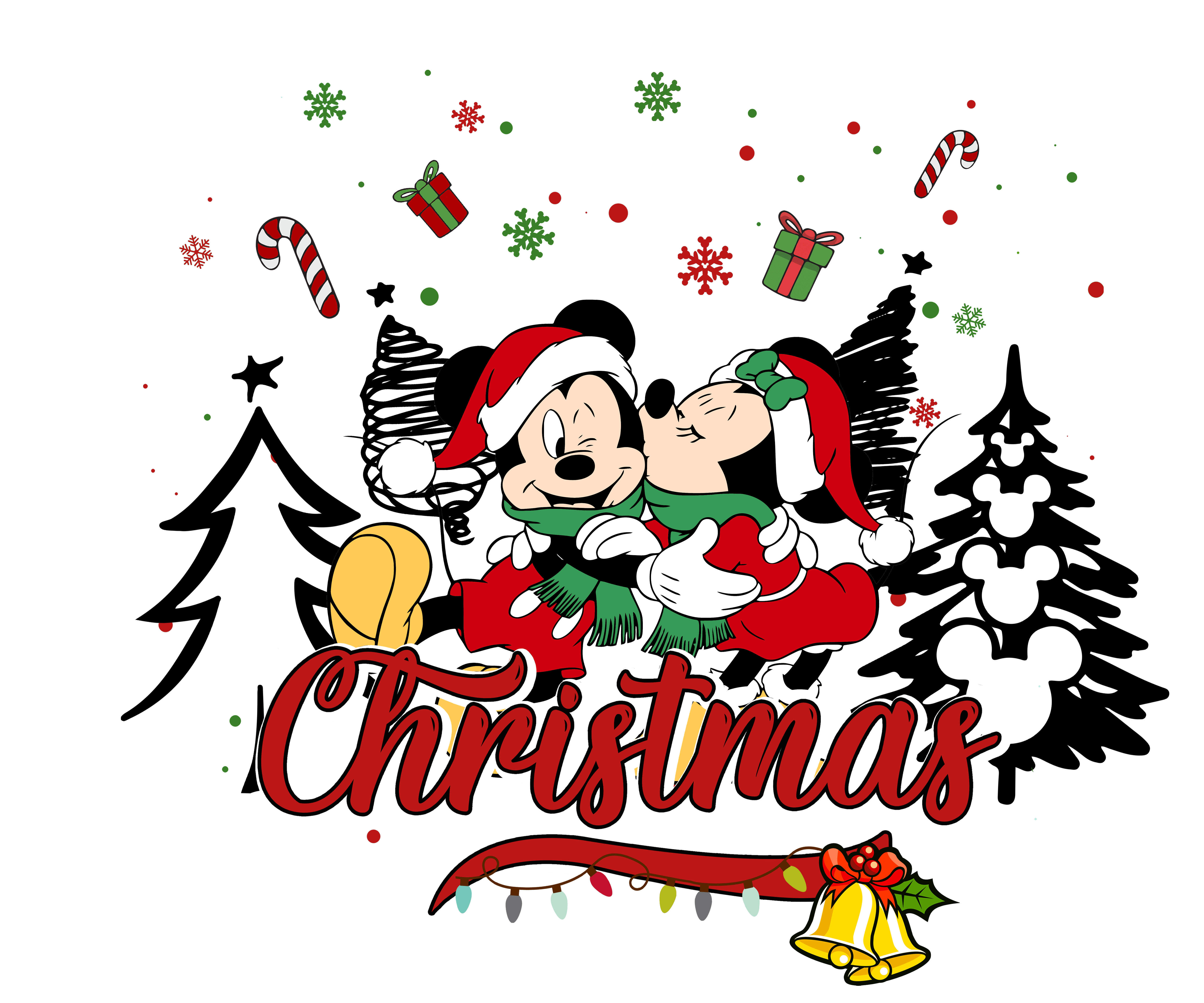 Mickey and Minnie Christmas Tree Design | DTF Jersey