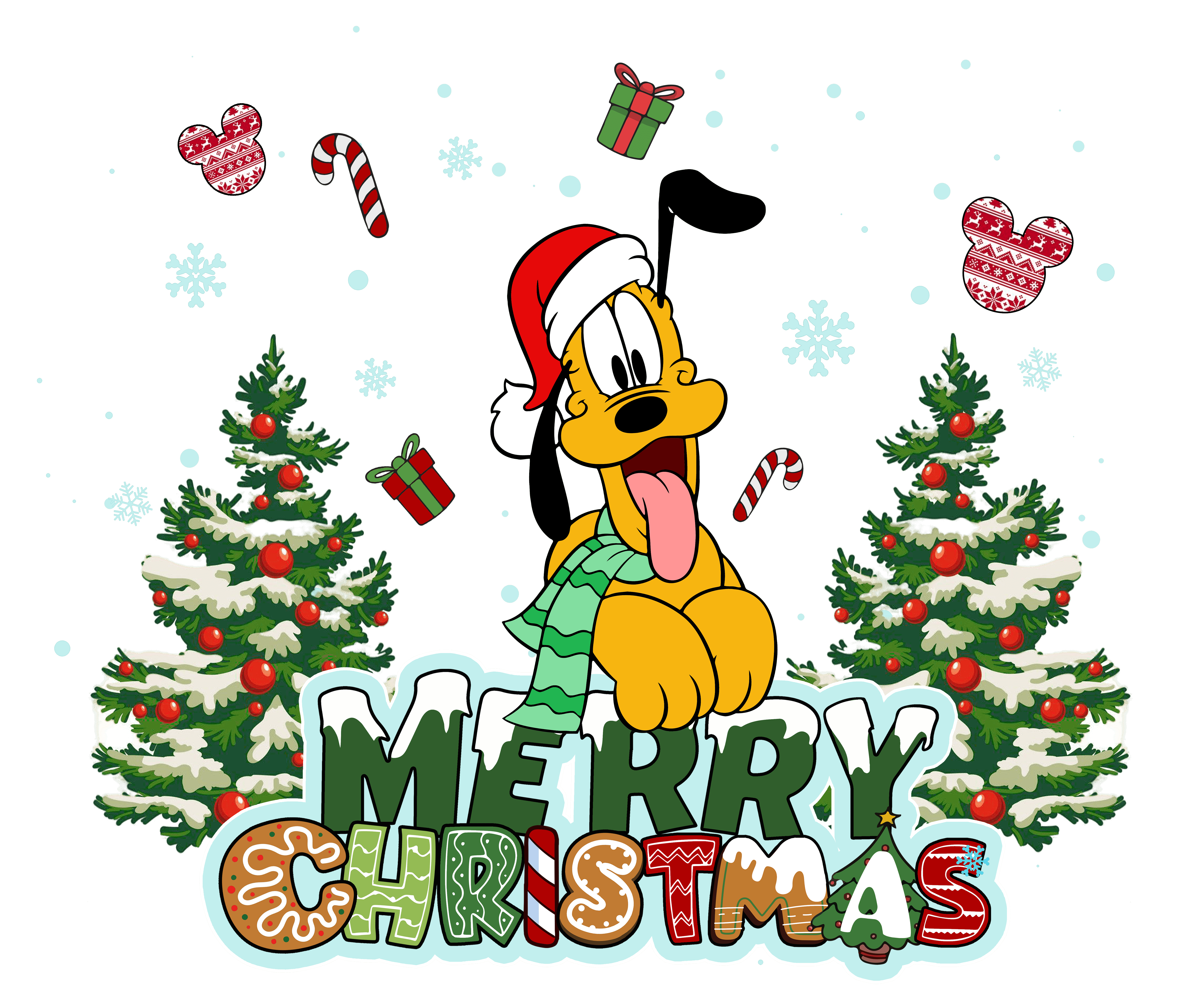 Pluto Pup Christmas Tree Design - DTF Ready To Press