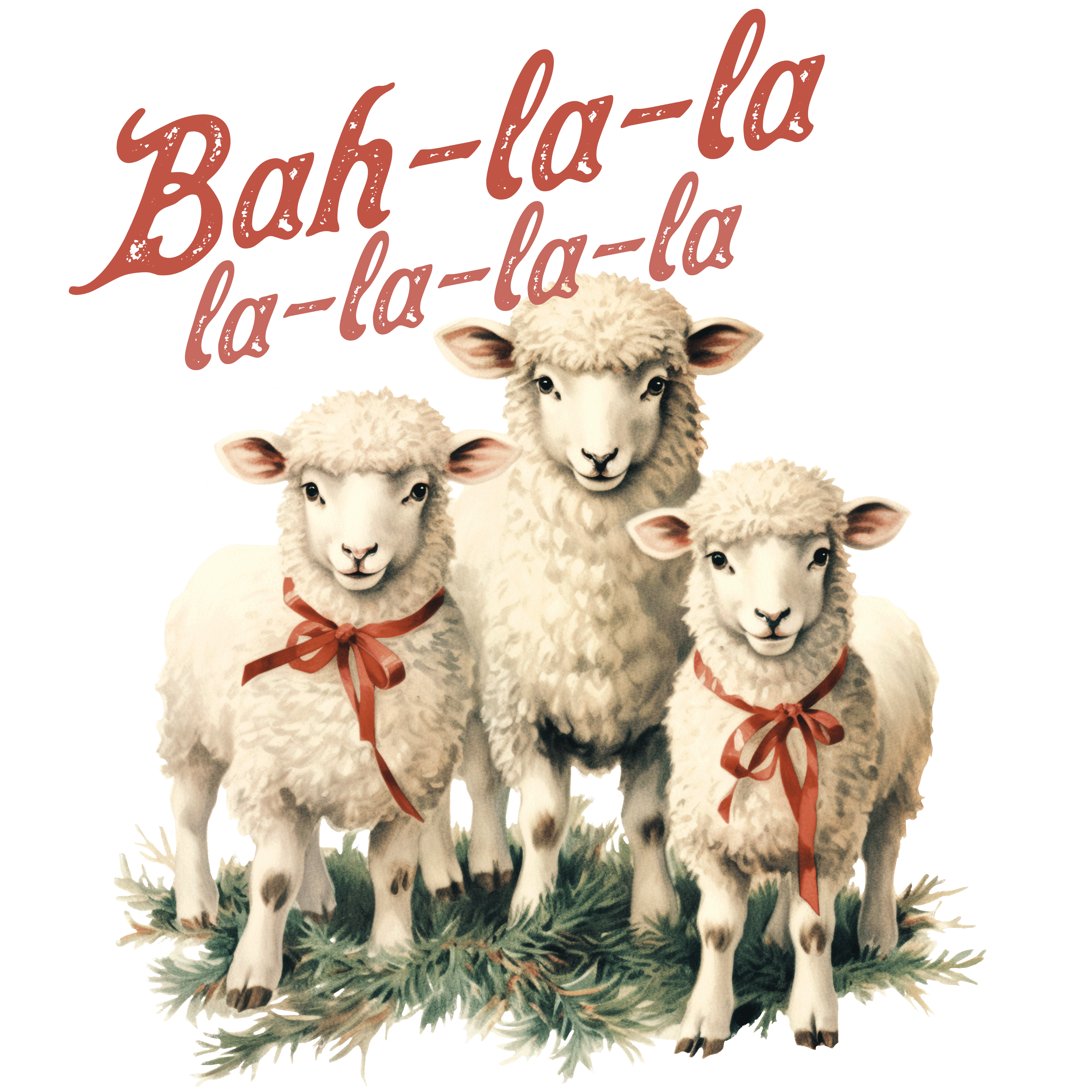 Bah-la Christmas Sheep Design - DTF Ready To Press