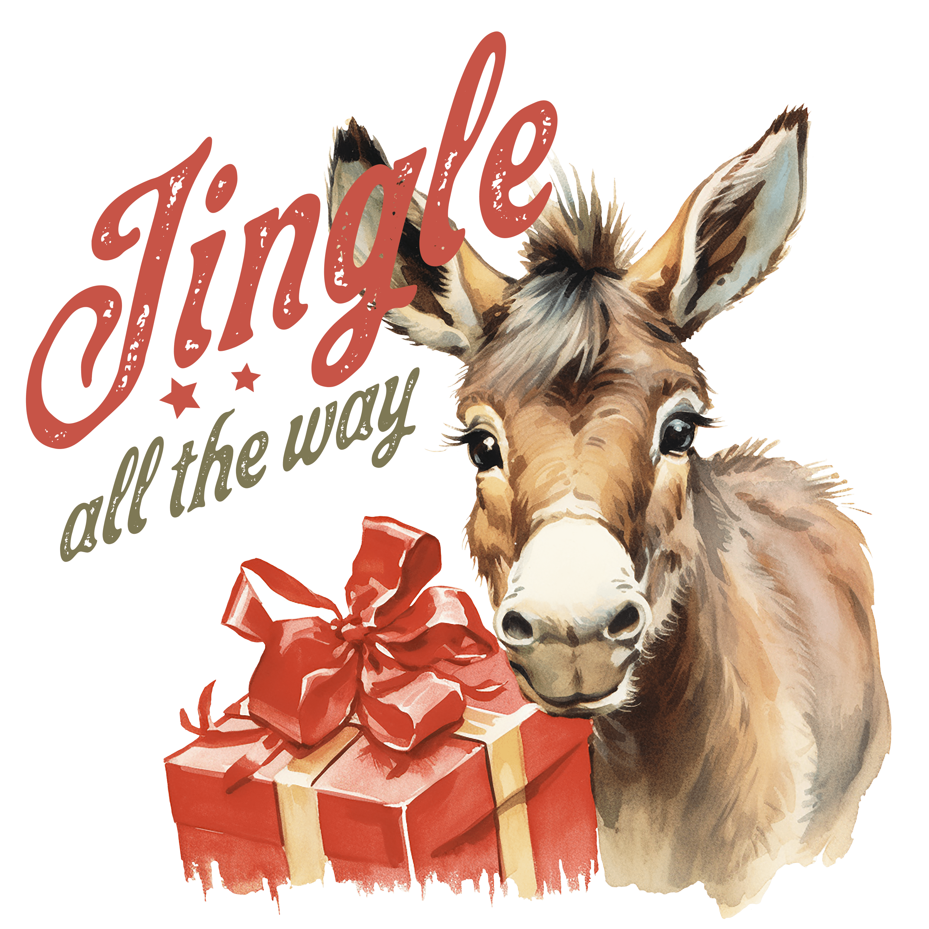 Jingle All the Way Christmas Donkey Design | DTF Jersey