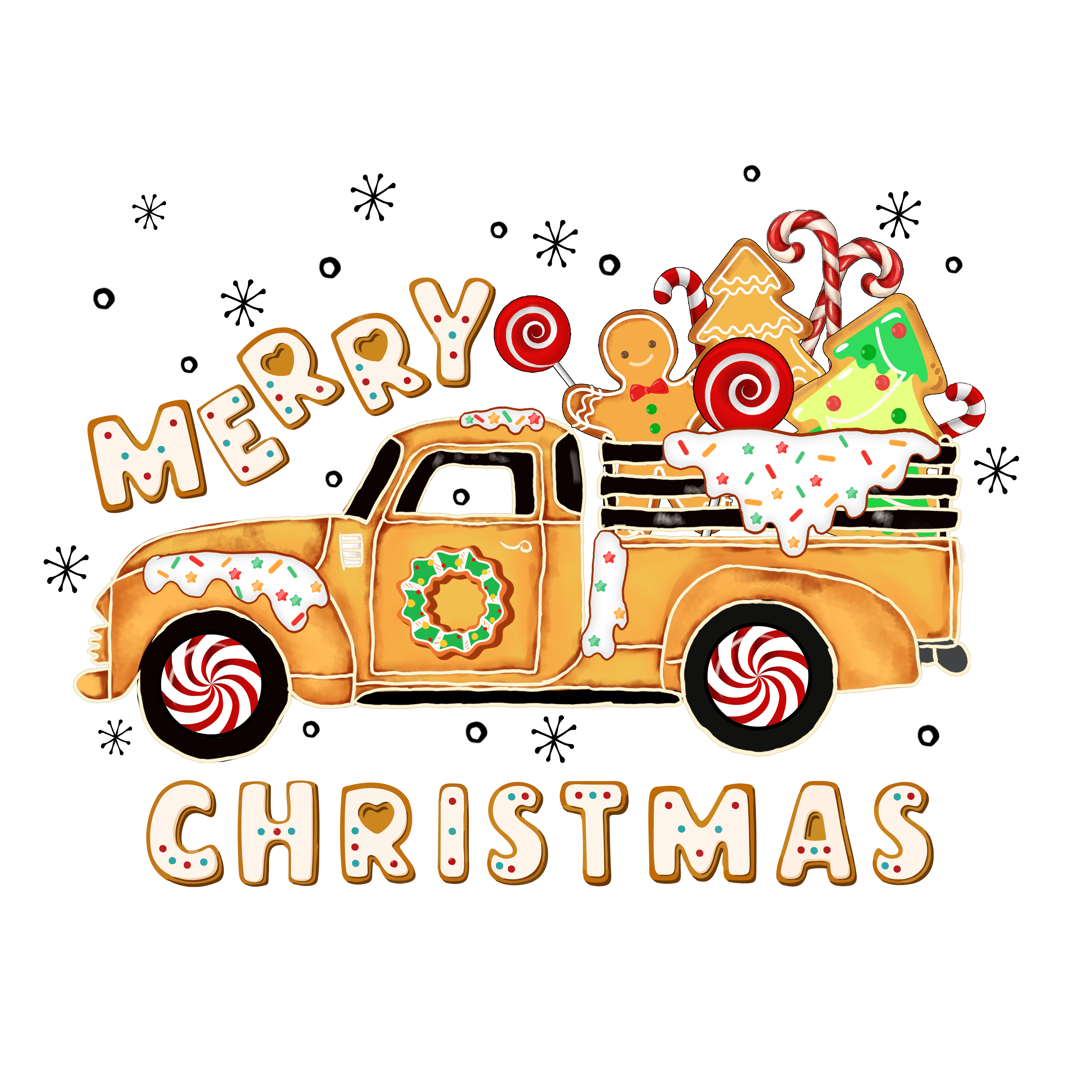 Merry Christmas Candy Truck Design | DTF Jersey
