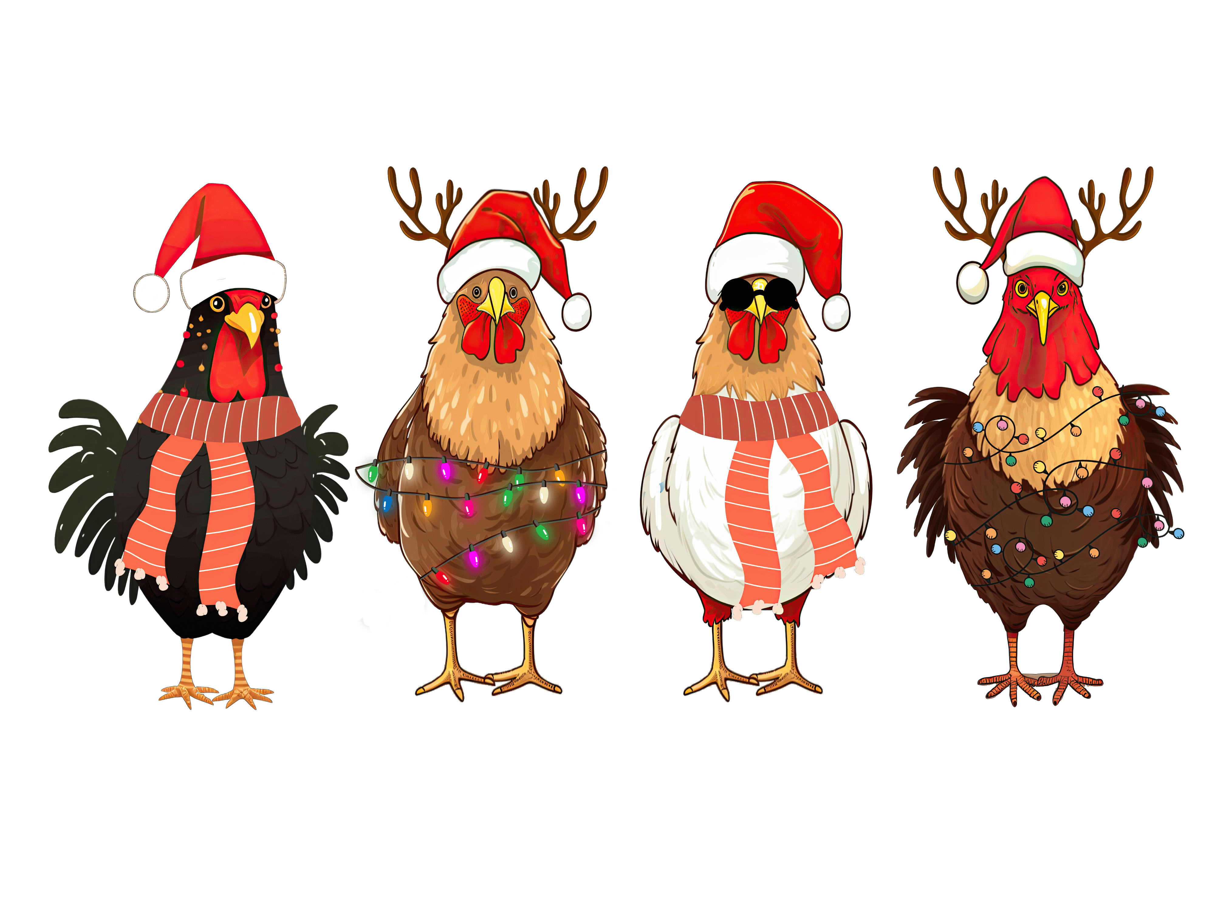 Funny Cockerel Christmas Design - DTF Ready To Press