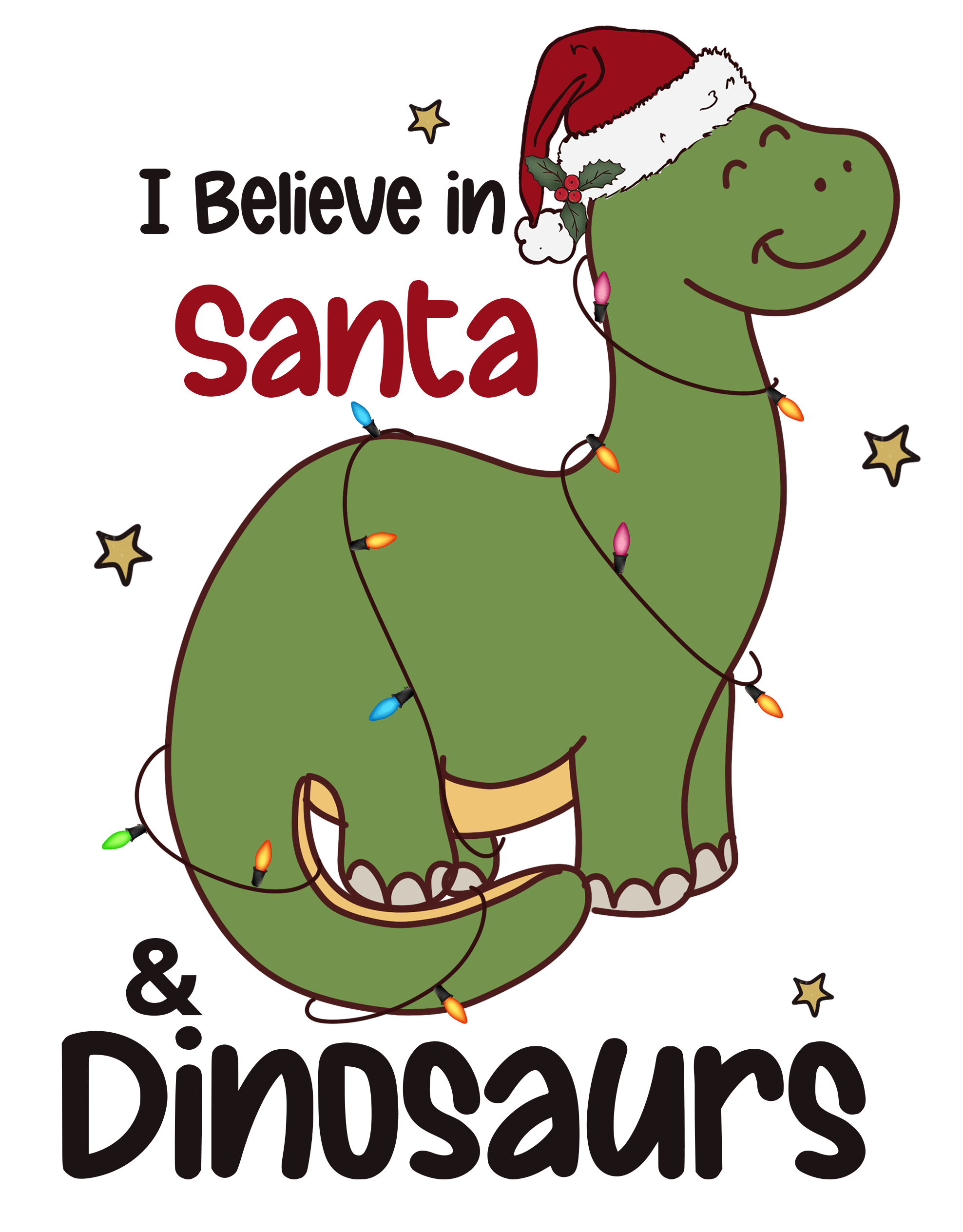 Santa and Dinosaurs Christmas Design | DTF Jersey