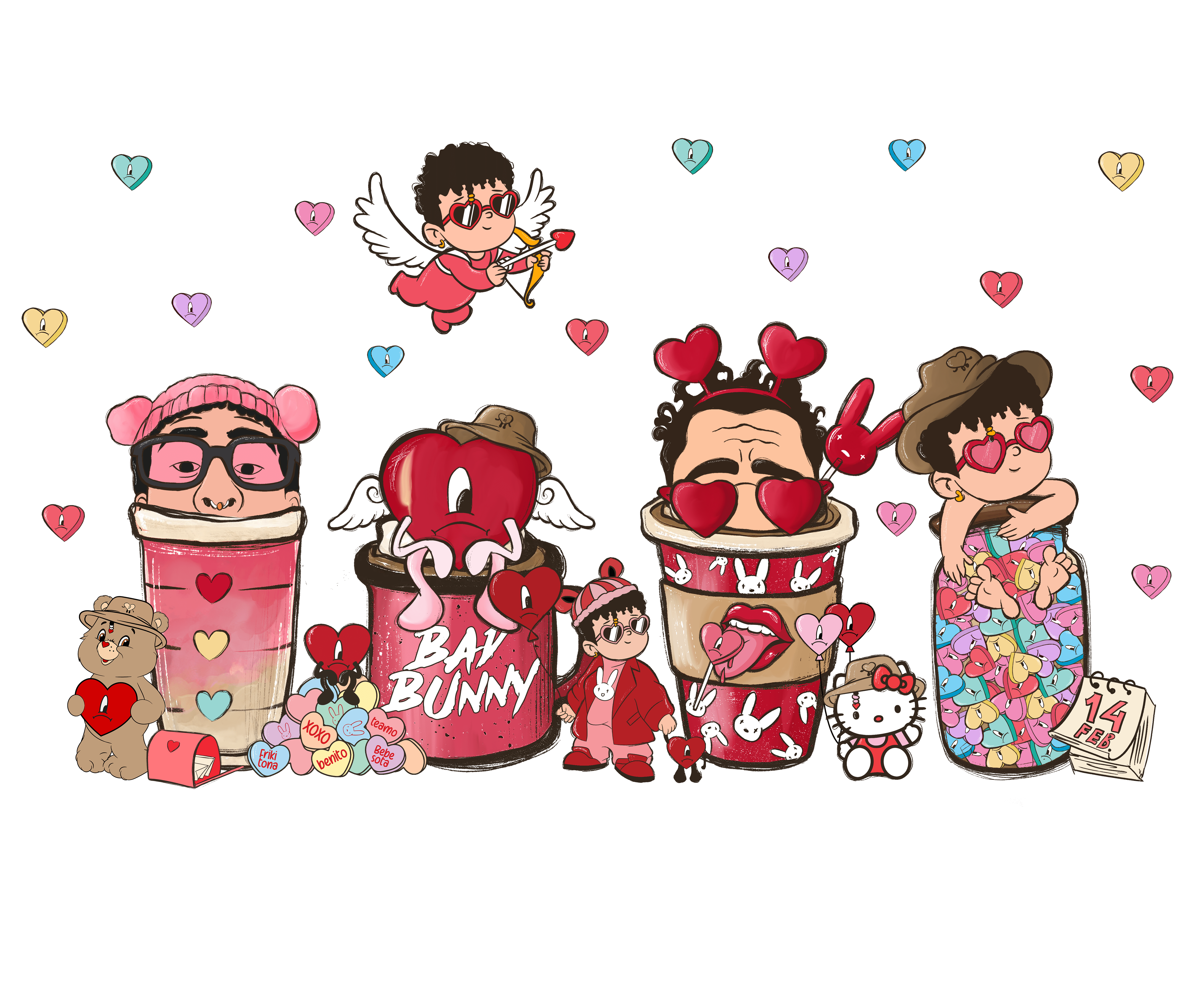 Bebesota Bebecits Friktona Bunny Valentine's Design - DTF Ready To Press