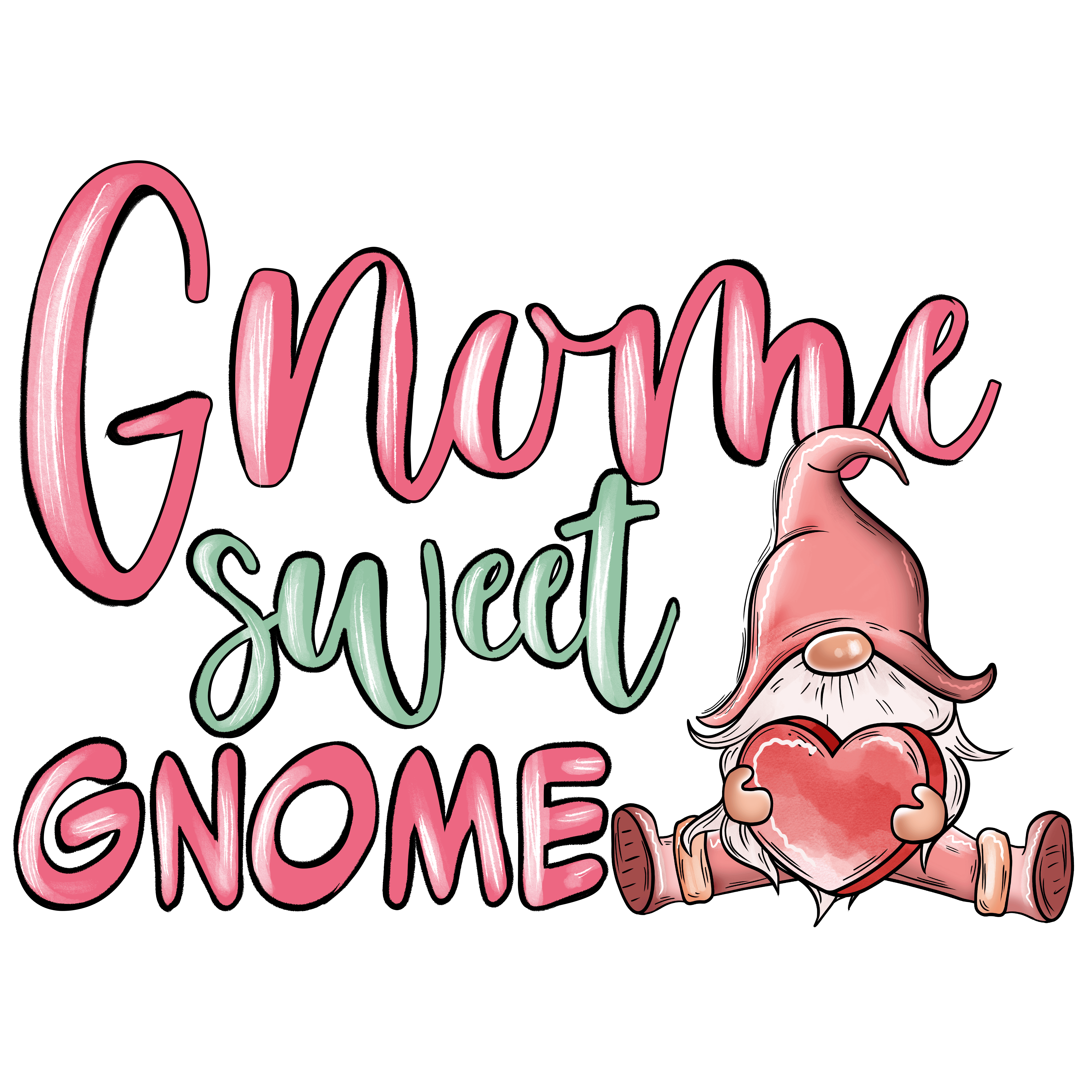 Gnome Sweet Gnome Valentine's Design - DTF Ready To Press