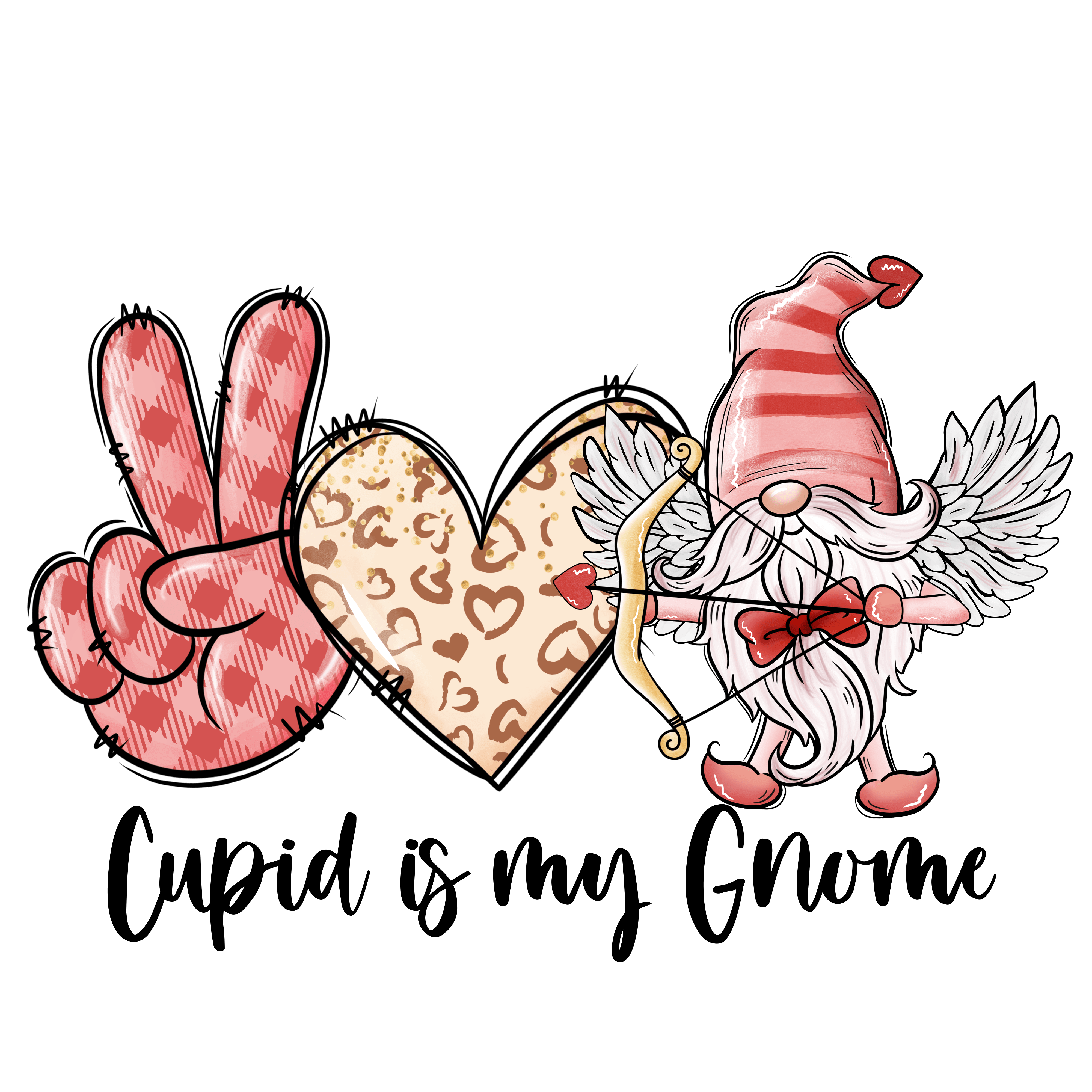 Cupid is My Gnome Valentine's Design - DTF Ready To Press