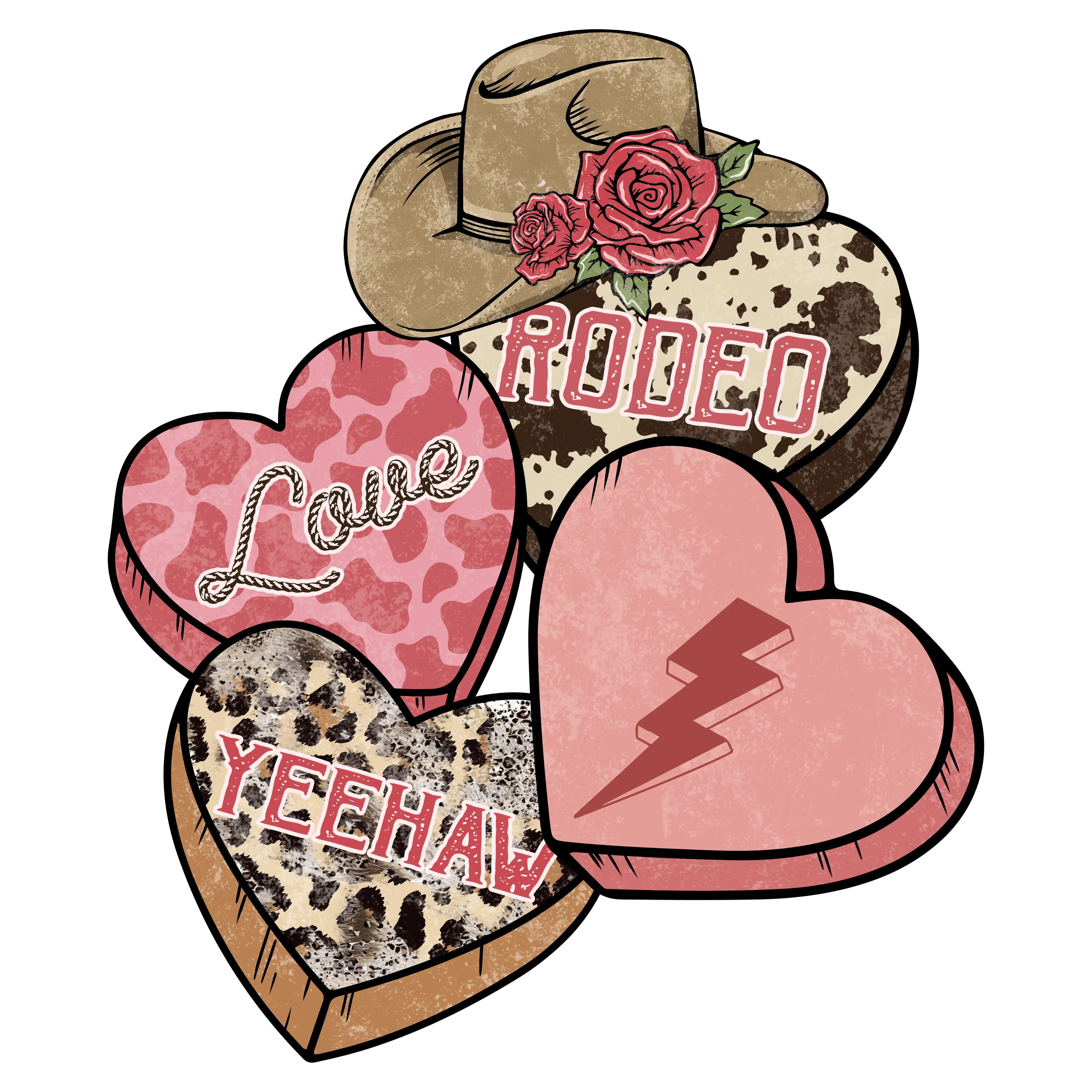 Rodeo Love Yeehaw Valentine's Day Design - DTF Ready To Press - DTF Dallas