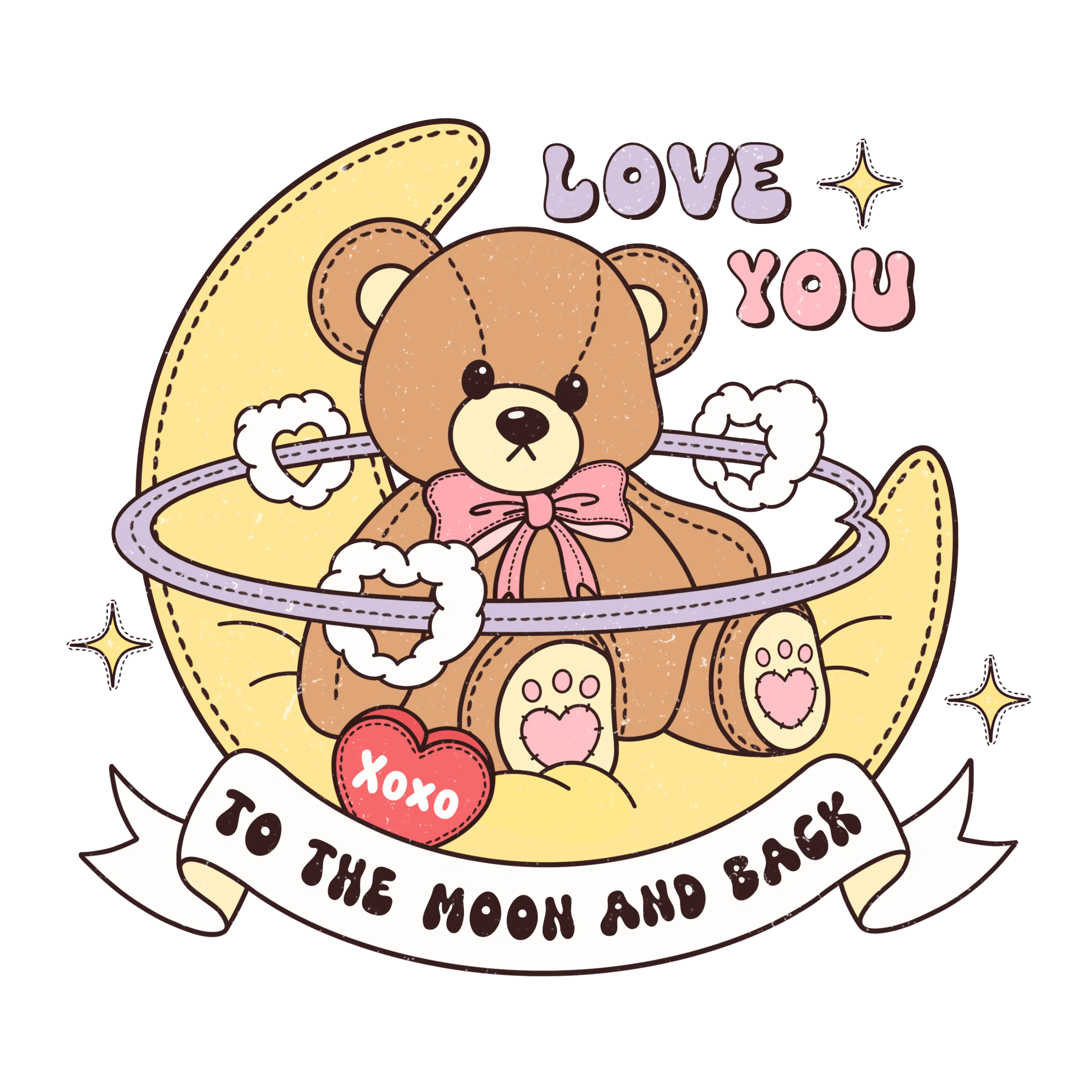 Love You To The Moon and Back Valentine's Day Design - DTF Ready To Press - DTF Dallas