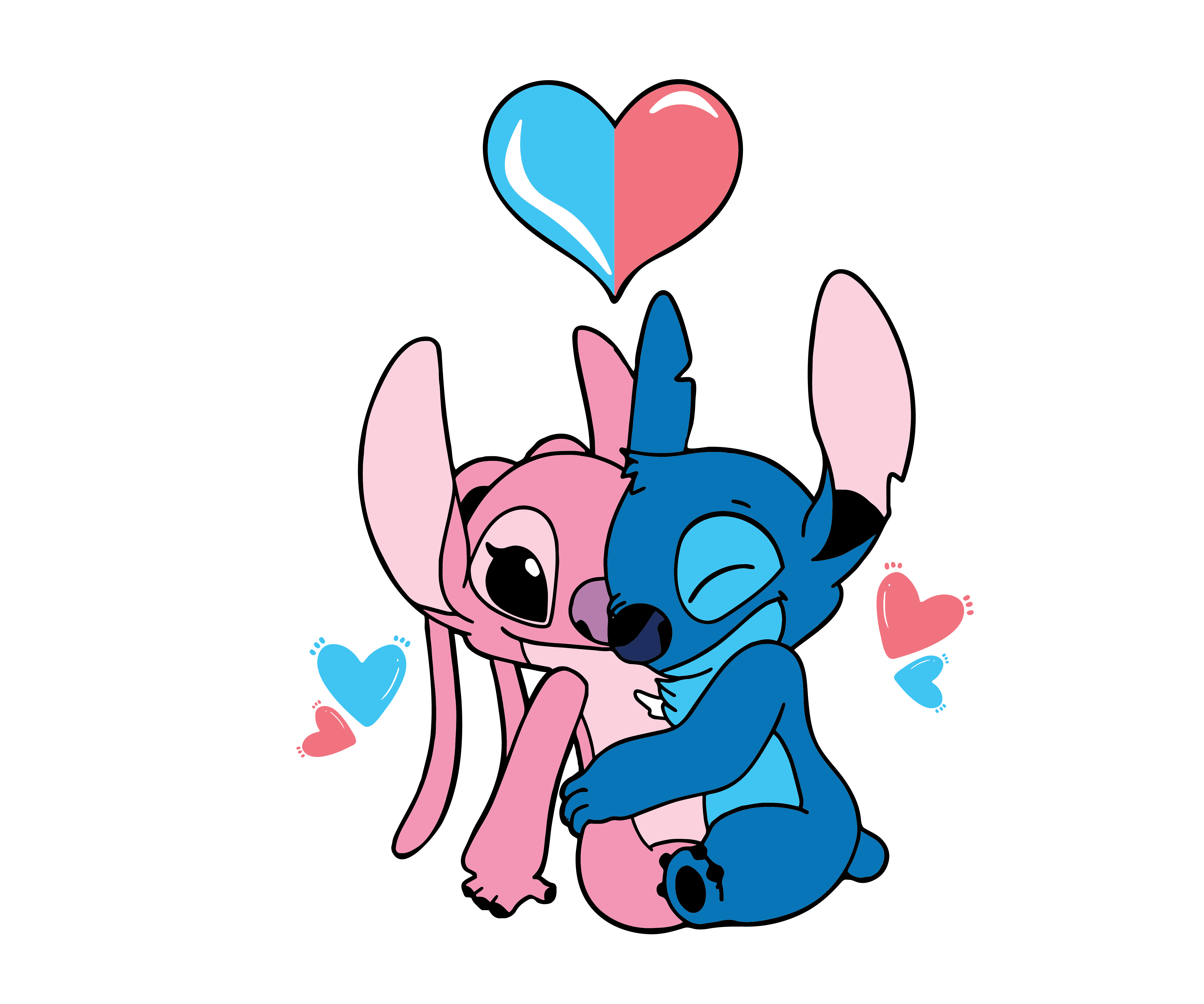Stich and Angel Valentine's Design - DTF Ready To Press - DTF Dallas