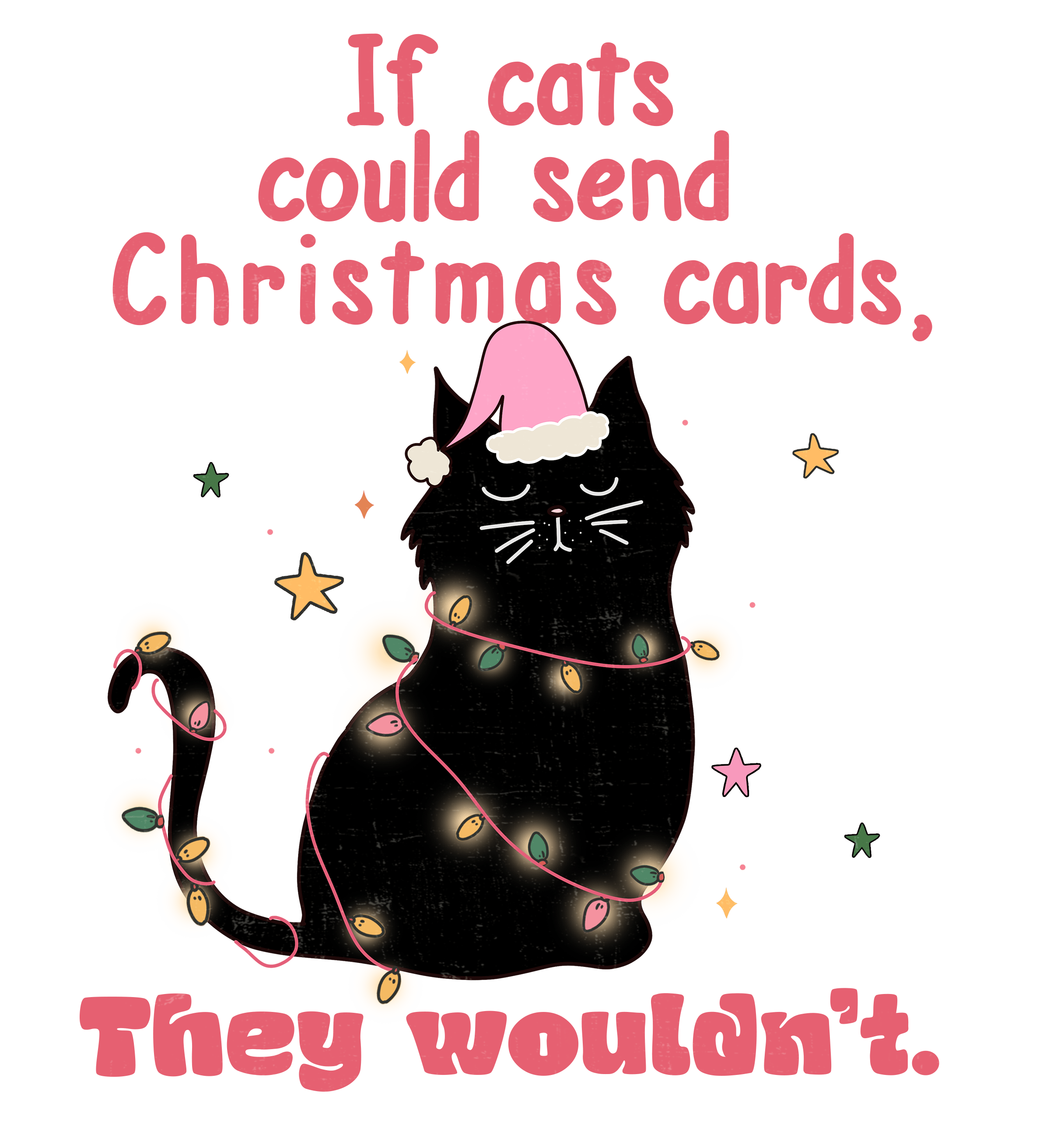 Cats Christmas Cards Design - DTF Ready To Press