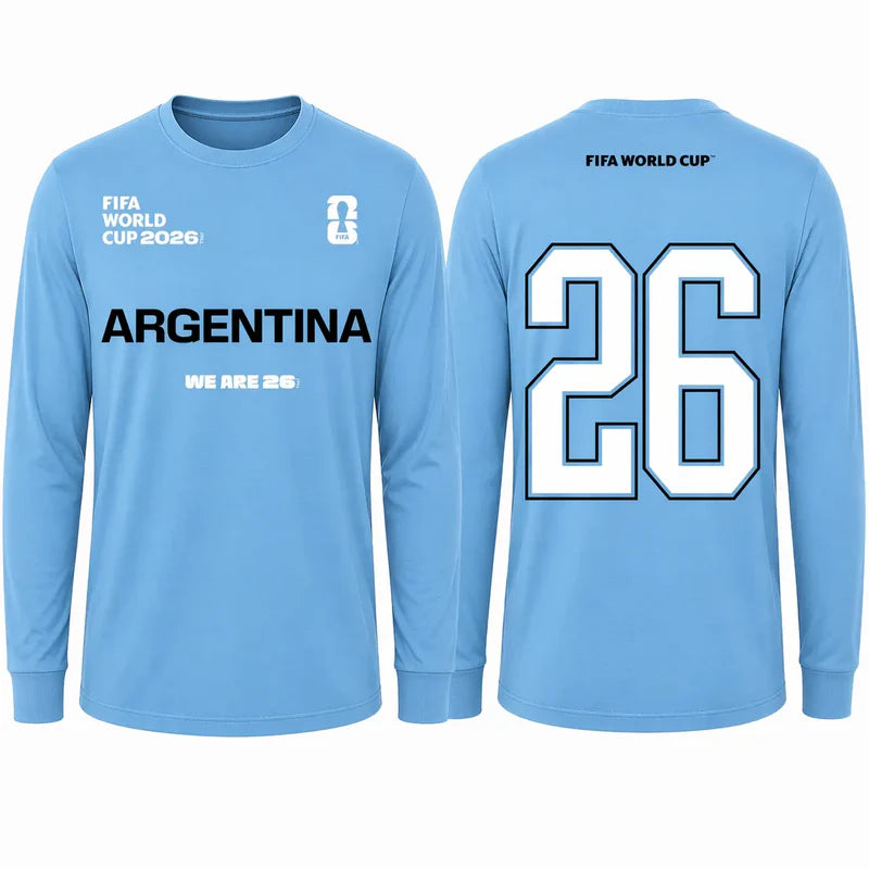 FIFA World Cup 2026 Argentina Long Sleeve Tee – Official "We Are 26" Team Argentina Shirt