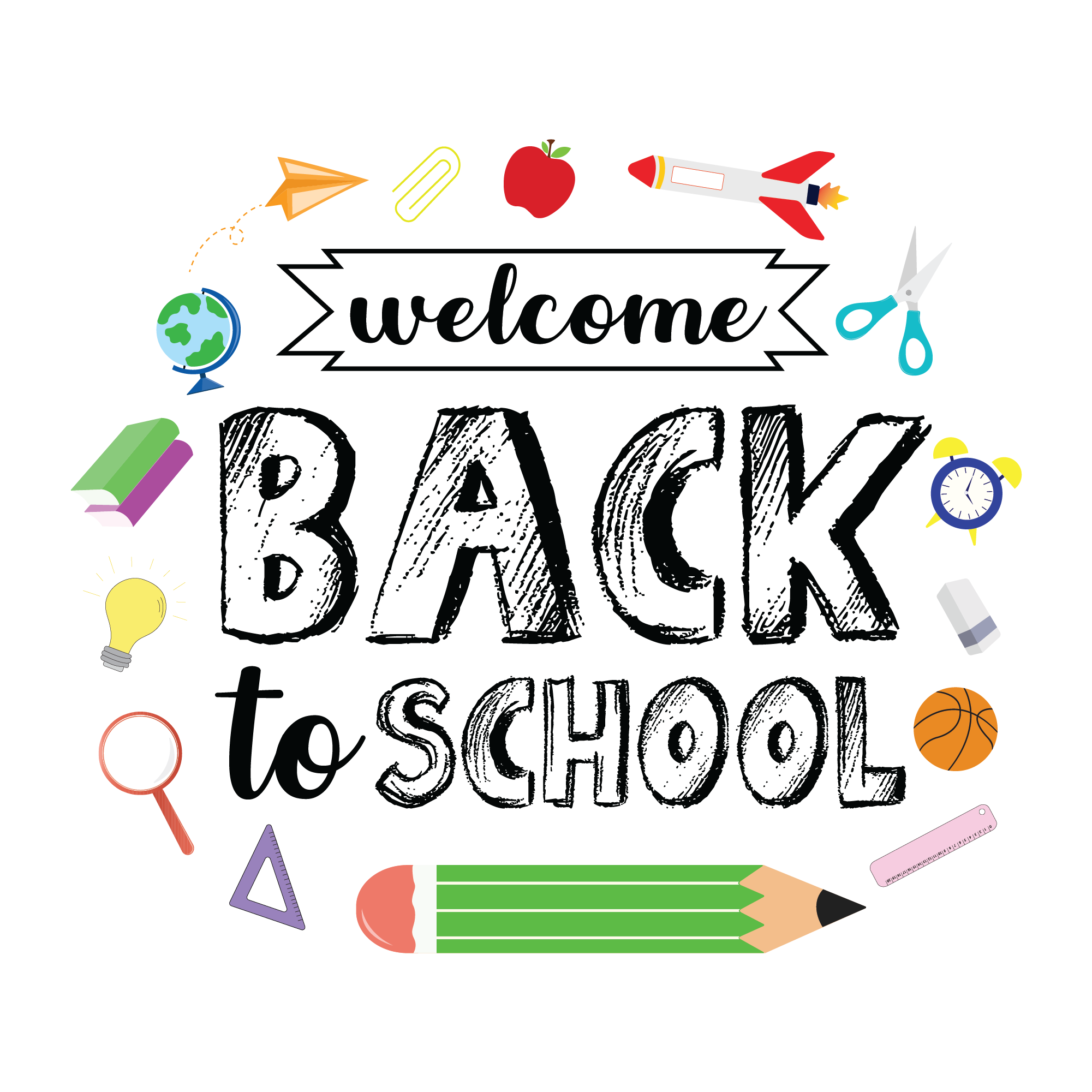 School Supply Collage | Back To School DTF Ready To Press Designs