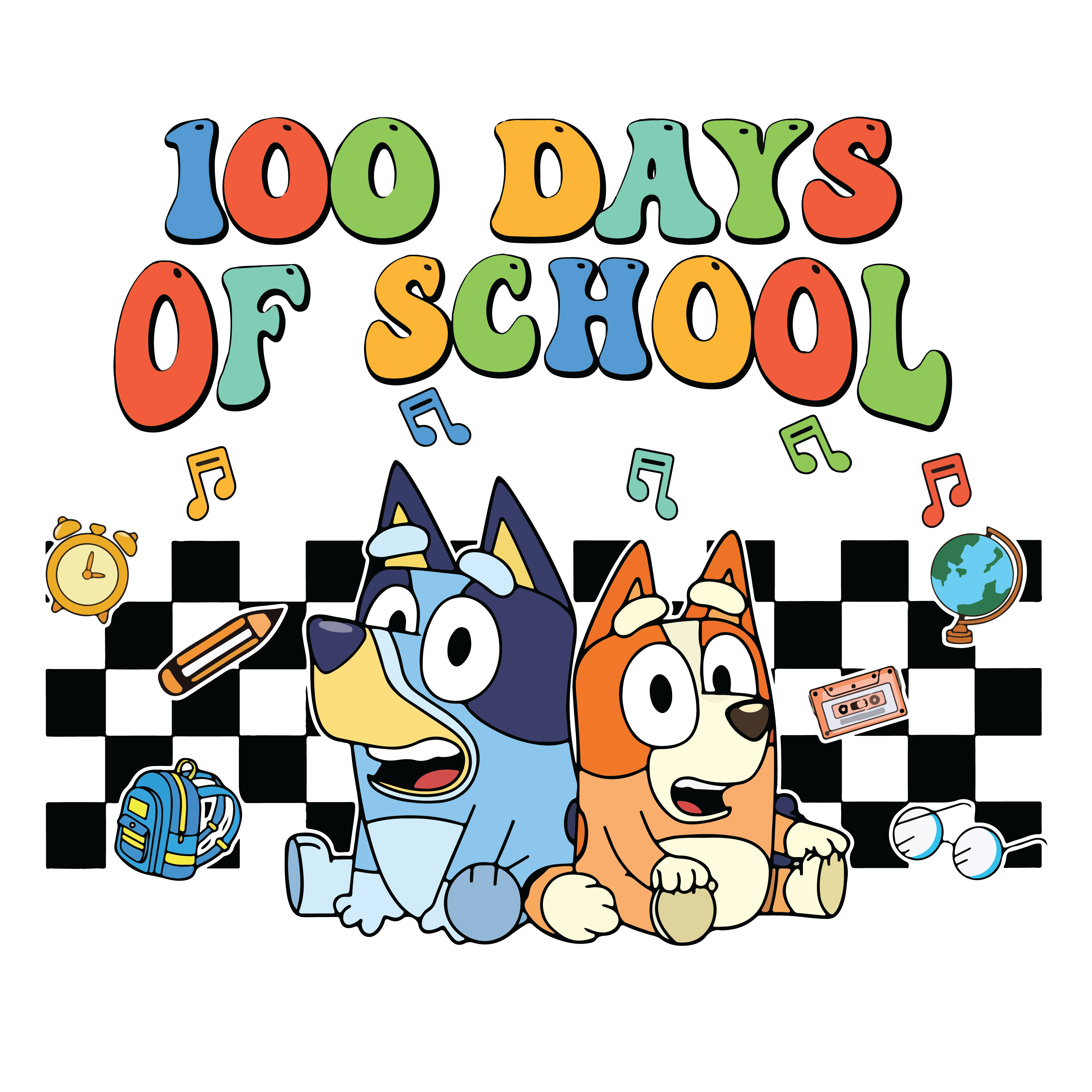 100 Days of School Bluey and Bingo | DTF Ready To Press Designs