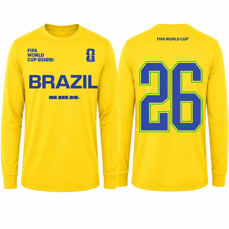 FIFA World Cup 2026 Brazil Long Sleeve Tee – Official "We Are 26" Team Brazil Shirt