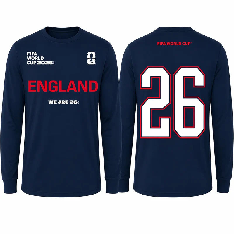 FIFA World Cup 2026 England Long Sleeve Tee – Official "We Are 26" Team England Shirt