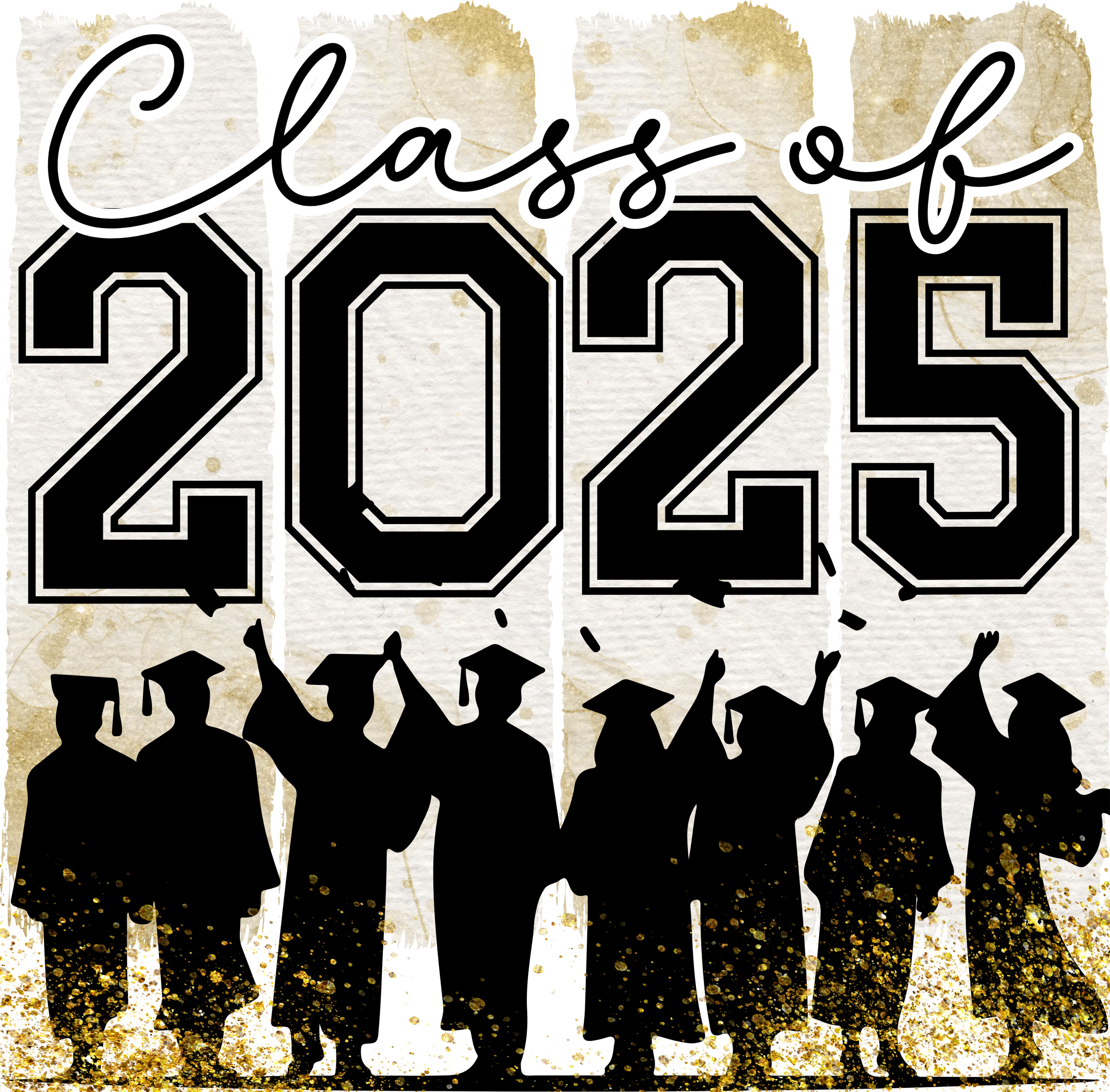 Bold Class of 2025 Gold | Graduation Ready To Press Designs
