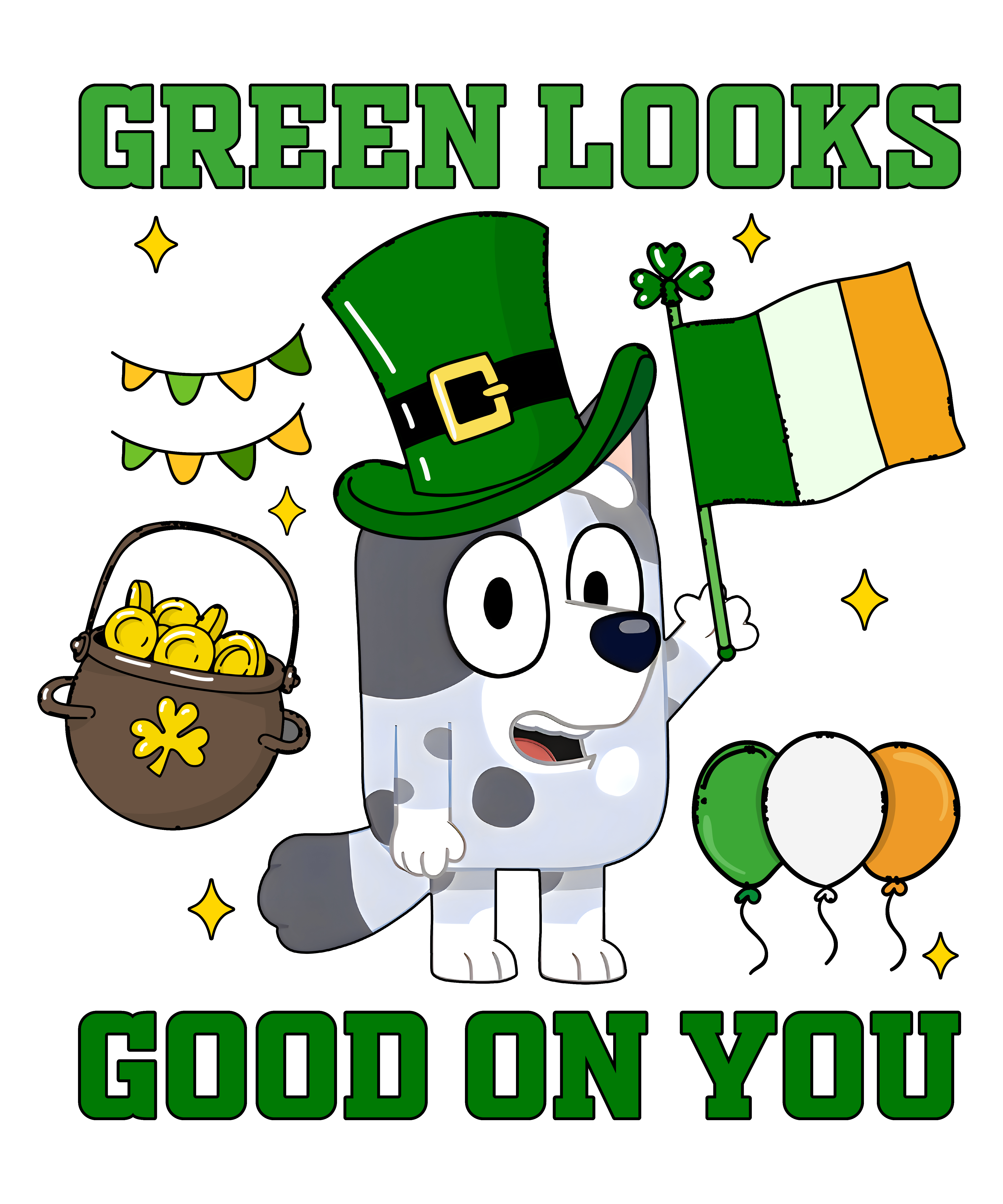 Bluey Friend Patrick's Day Irish Design | DTF Jersey